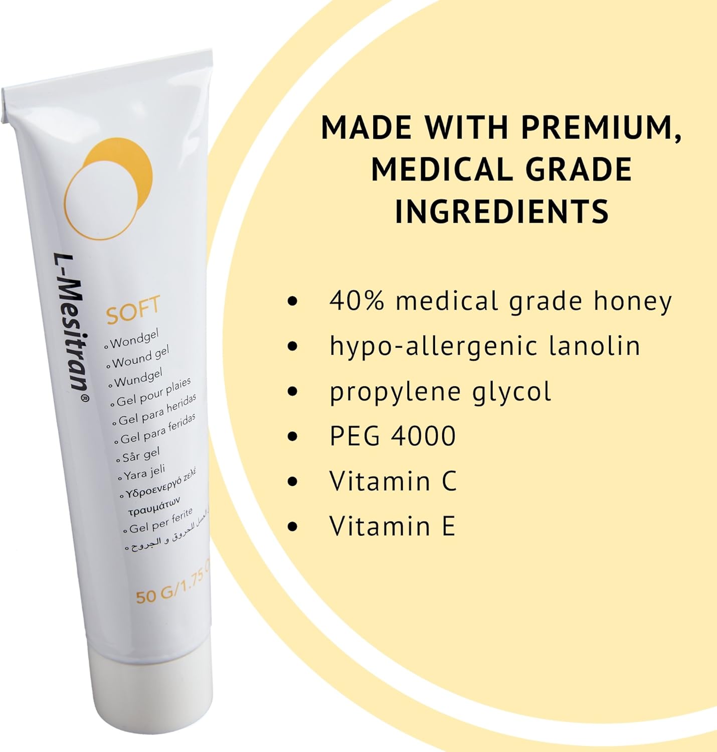 Gel médico de miel para heridas, paquete de 2 pomadas menores, propiedades calmantes para heridas crónicas, agudas, superficiales y posoperatorias,
