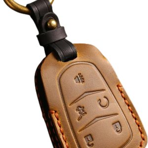Hontumax Funda de cuero genuino para llavero de 5 botones para Cadillac XT5 2017 2018 2019 2020 2021 2022 2023 Smart Key Protector (marrón) Hontumax Funda de cuero genuino para llavero de 5 botones para Cadillac XT5 2017 2018 2019 2020 2021 2022 2023 Smart Key Protector (marrón)