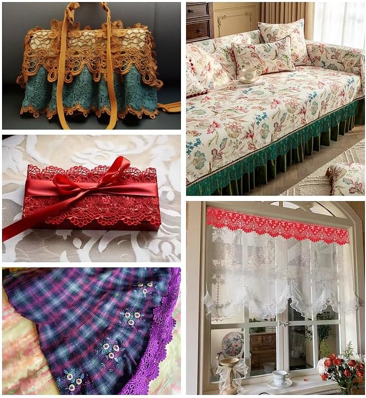 IDONGCAI Cinta de encaje de Venecia de 4 pulgadas de ancho con borde de encaje floral de Venecia, apliques de boda bordados para manualidades de