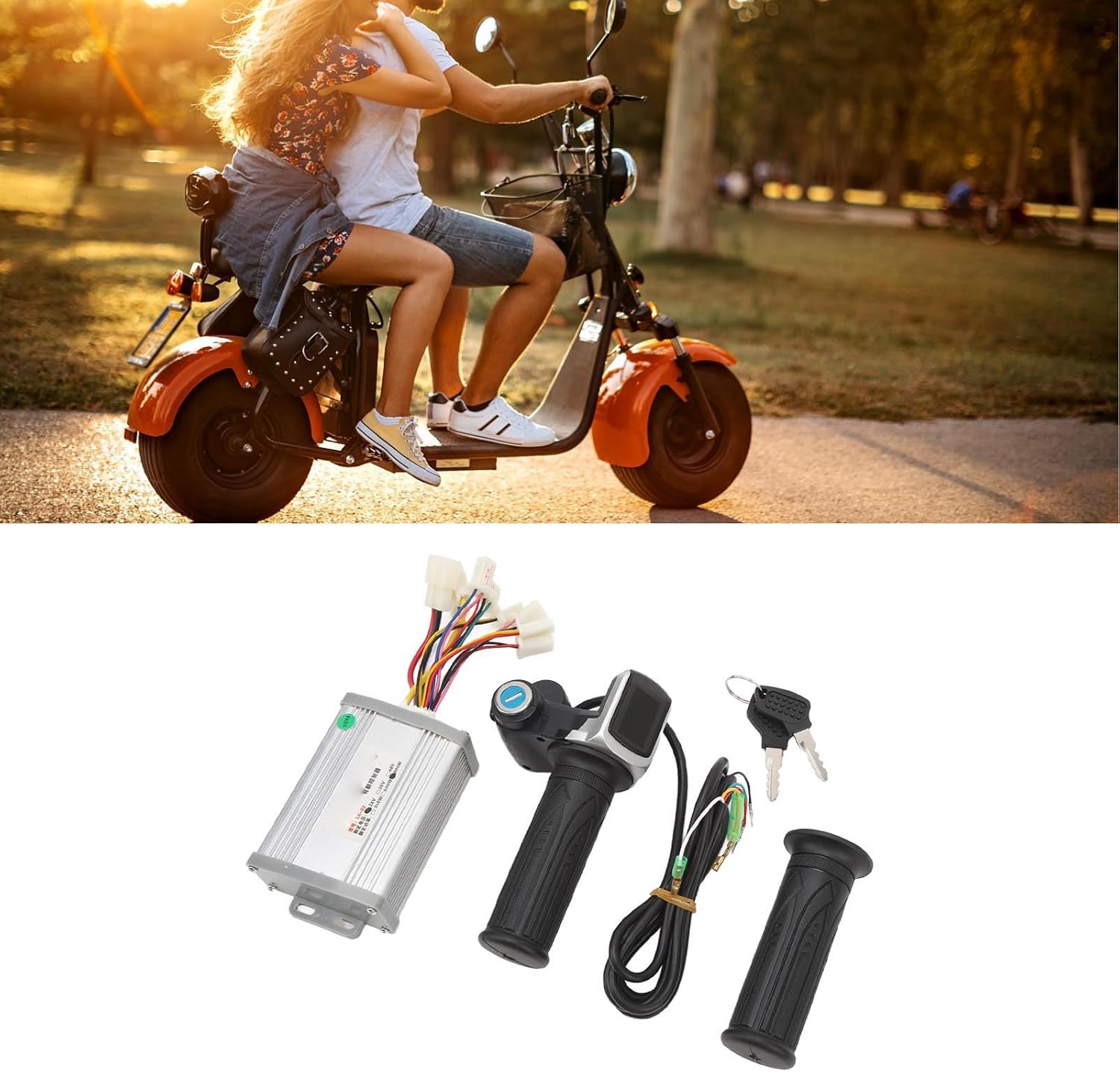 Alomejor Kit de controlador de bicicleta eléctrica 24 V 800 W con pantalla cuadrada Pantalla digital acelerador agarre para triciclos eléctricos