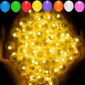 Aogist 50 luces de globo amarillas, mini luz impermeable de largo tiempo de espera, funciona con pilas, lámpara de bola LED redonda para globos de Aogist 50 luces de globo amarillas, mini luz impermeable de largo tiempo de espera, funciona con pilas, lámpara de bola LED redonda para globos de