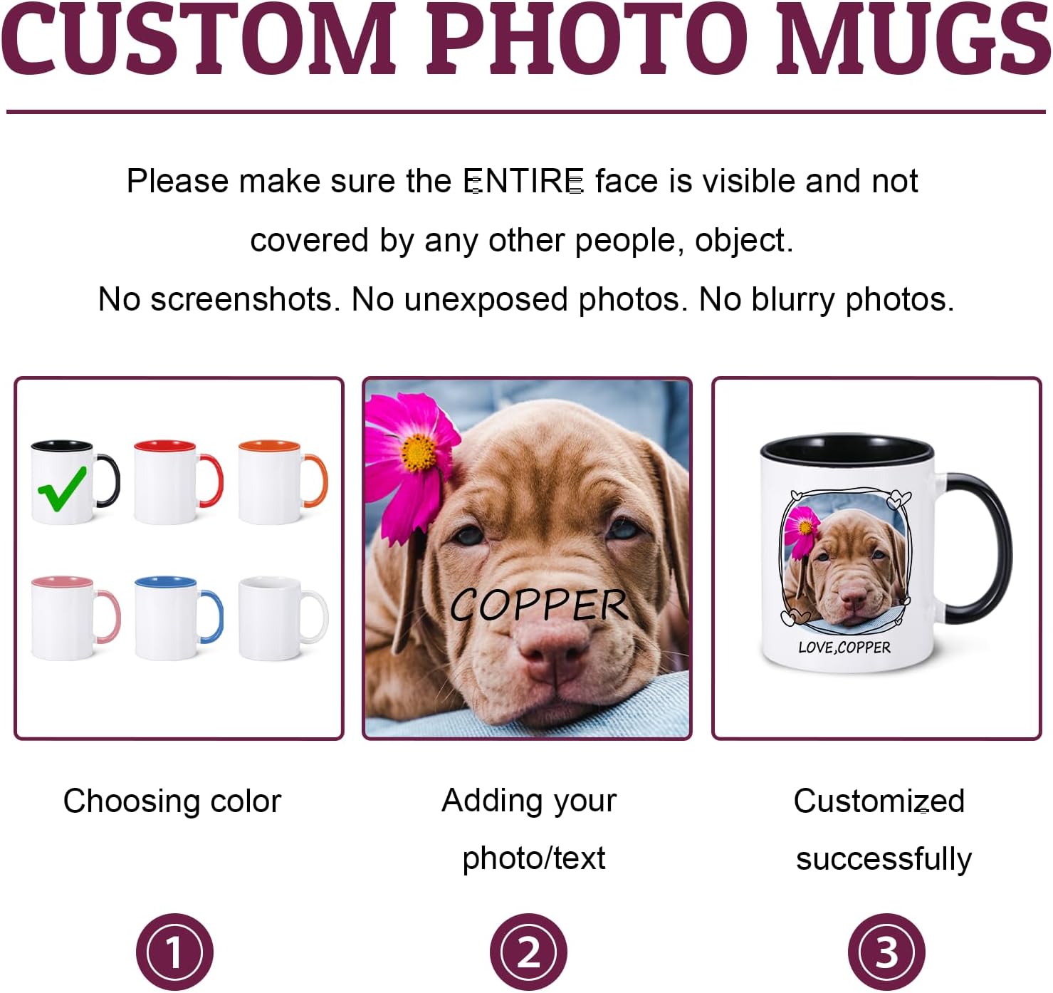 Taza personalizada para mascotas, tazas de café personalizadas para perros con foto de nombre, tazas de perro de 11 onzas para hombres, tazas