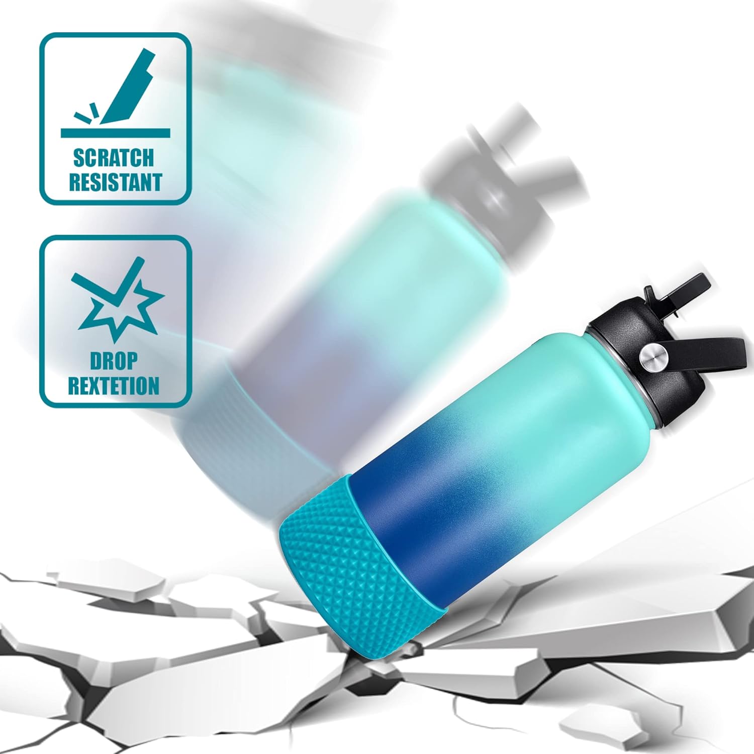 GLINK Bota de botella compatible con Hydro Flask, Stanley y otros, botella de agua de silicona, bota flexible antideslizante con textura de