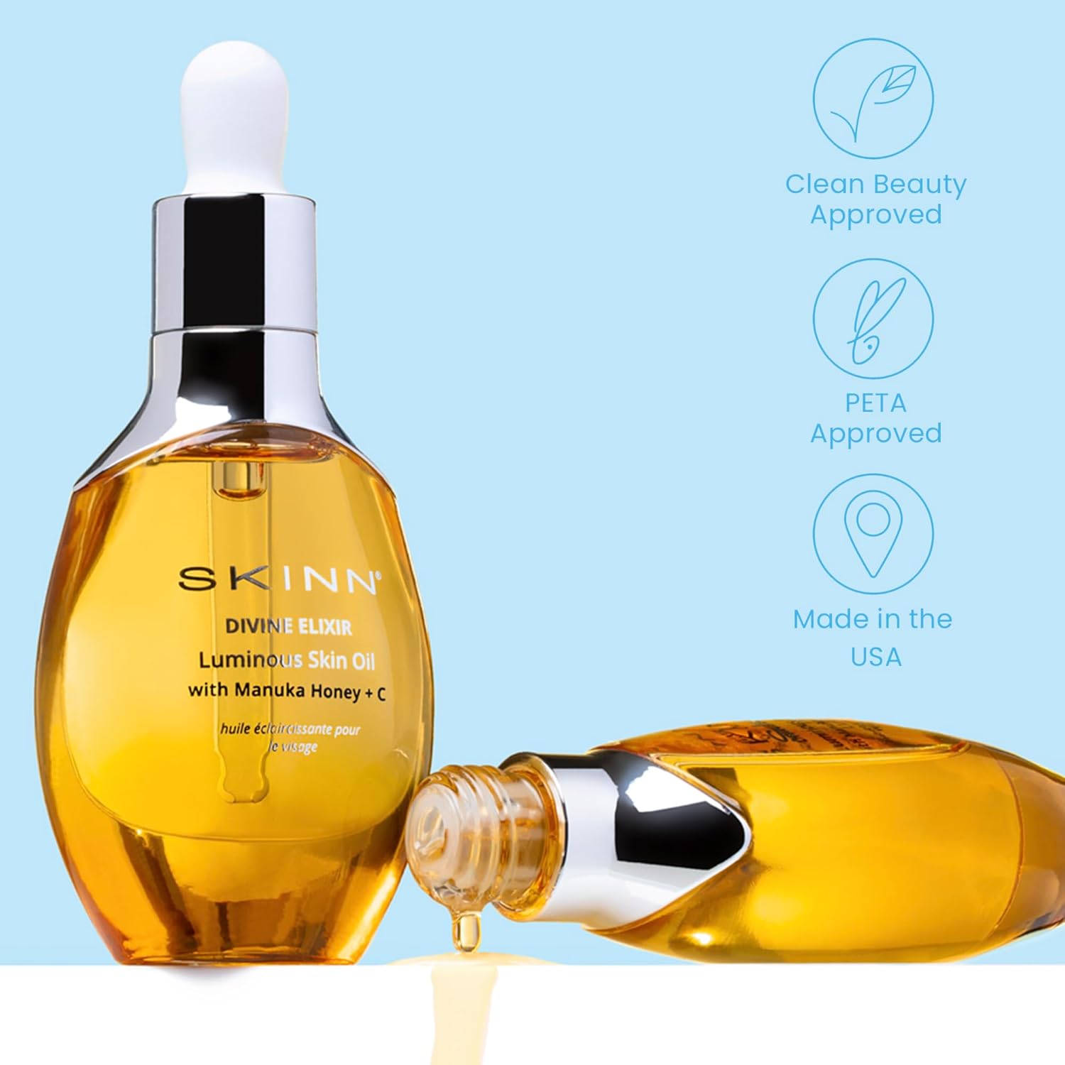 Set luminoso de aceite facial y crema reafirmante facial  Dúo de cuidado de la piel antienvejecimiento para reducir líneas finas, arrugas y