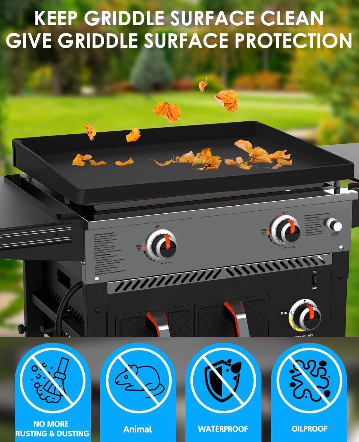 Blackstone Alfombrilla de silicona para parrilla cubierta de parrilla de 28 pulgadas, borde completo, cubierta protectora para parrilla Blackstone,