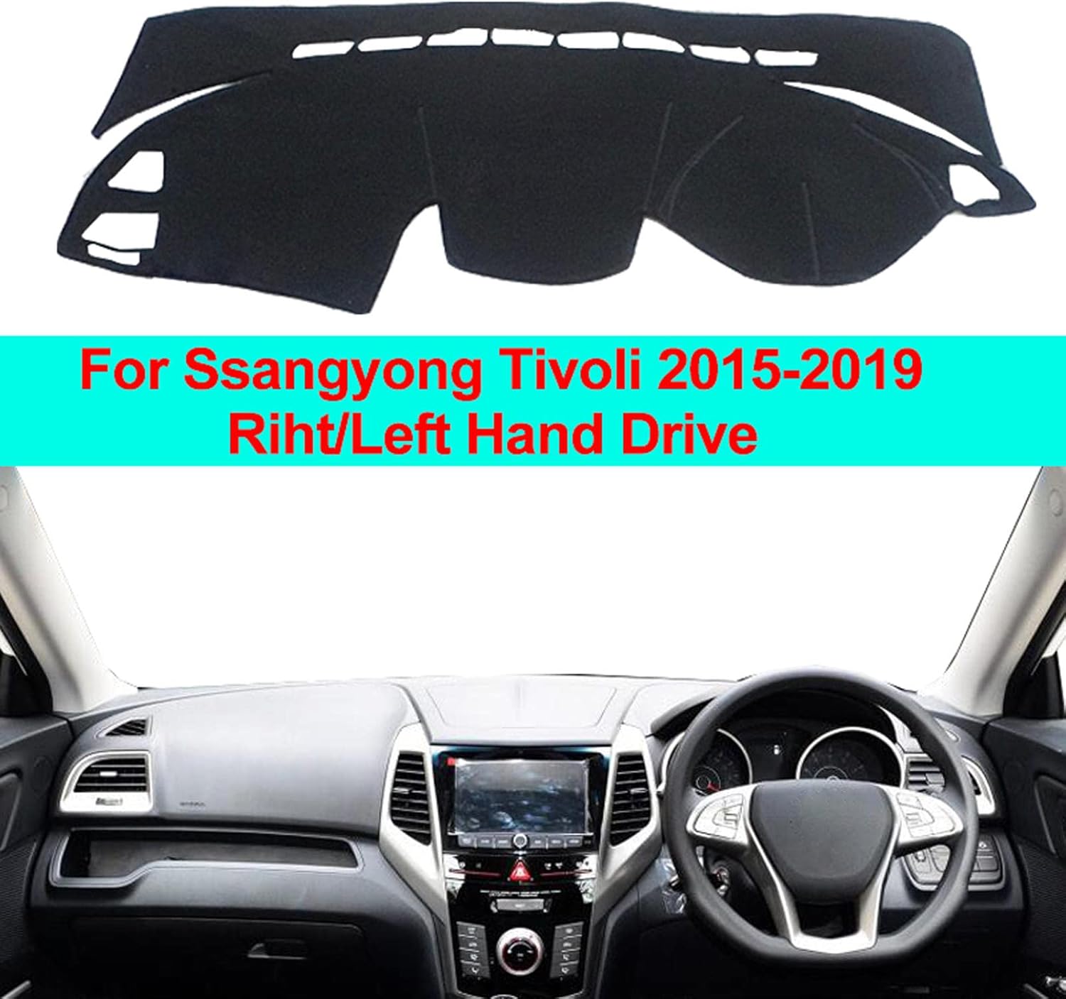 CarXs2 Layers Sunshade Pad Car Dashboard Cover Carpet Carpet Dash Mat Sunscreen Mats,Fit for SsangYong Tivoli 2015-2019 LHD RHD