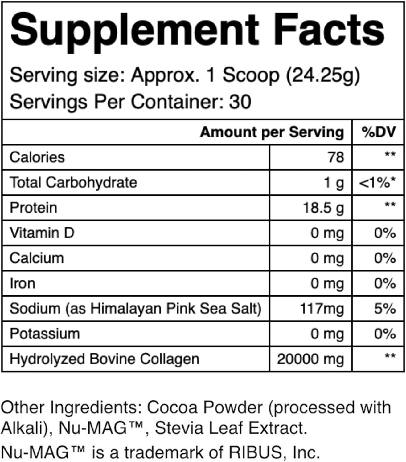 Grass-Fed Chocolate Collagen (Types I & III) for Healthy Skin, Hair, Nails, and Joints – Aids Muscle Recovery – 30 Day Supply – 18g of Protein per