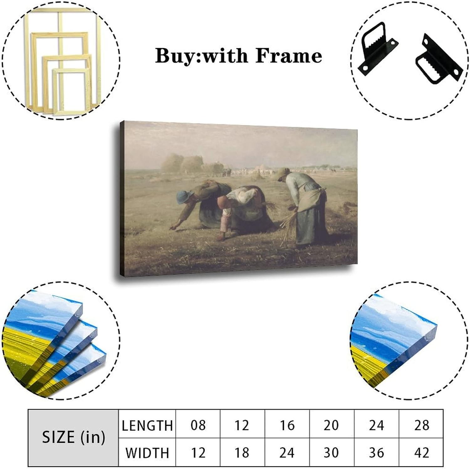 11 pinturas famosas de Jean-Francois Millet  Póster artístico en lienzo de Gleaners y arte de pared, póster moderno para decoración de dormitorio
