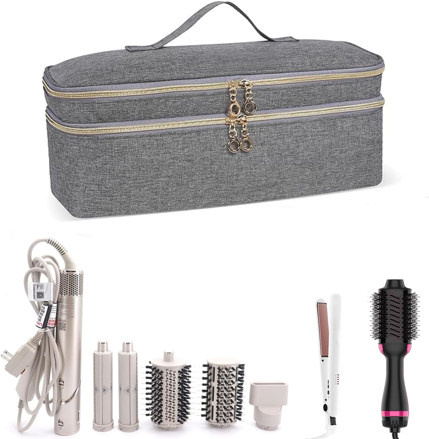 WINZEDGE Estuche de transporte de viaje de doble capa para secador de pelo Revlon de un solo paso y cepillo de aire caliente voluminizador, bolsa