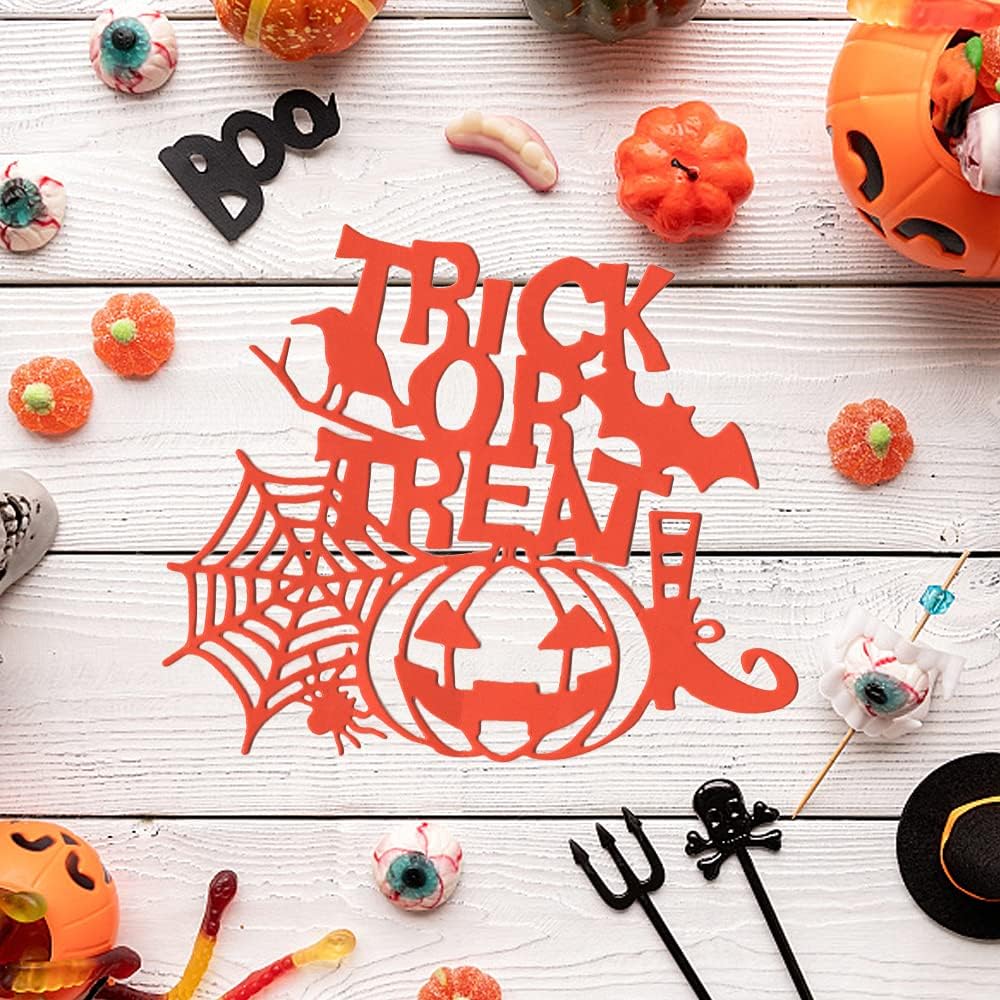 Juego de troqueles de corte de Halloween, diseño de calabaza, truco o trato, tela de araña, murciélago, plantilla de plantillas de metal troqueladas