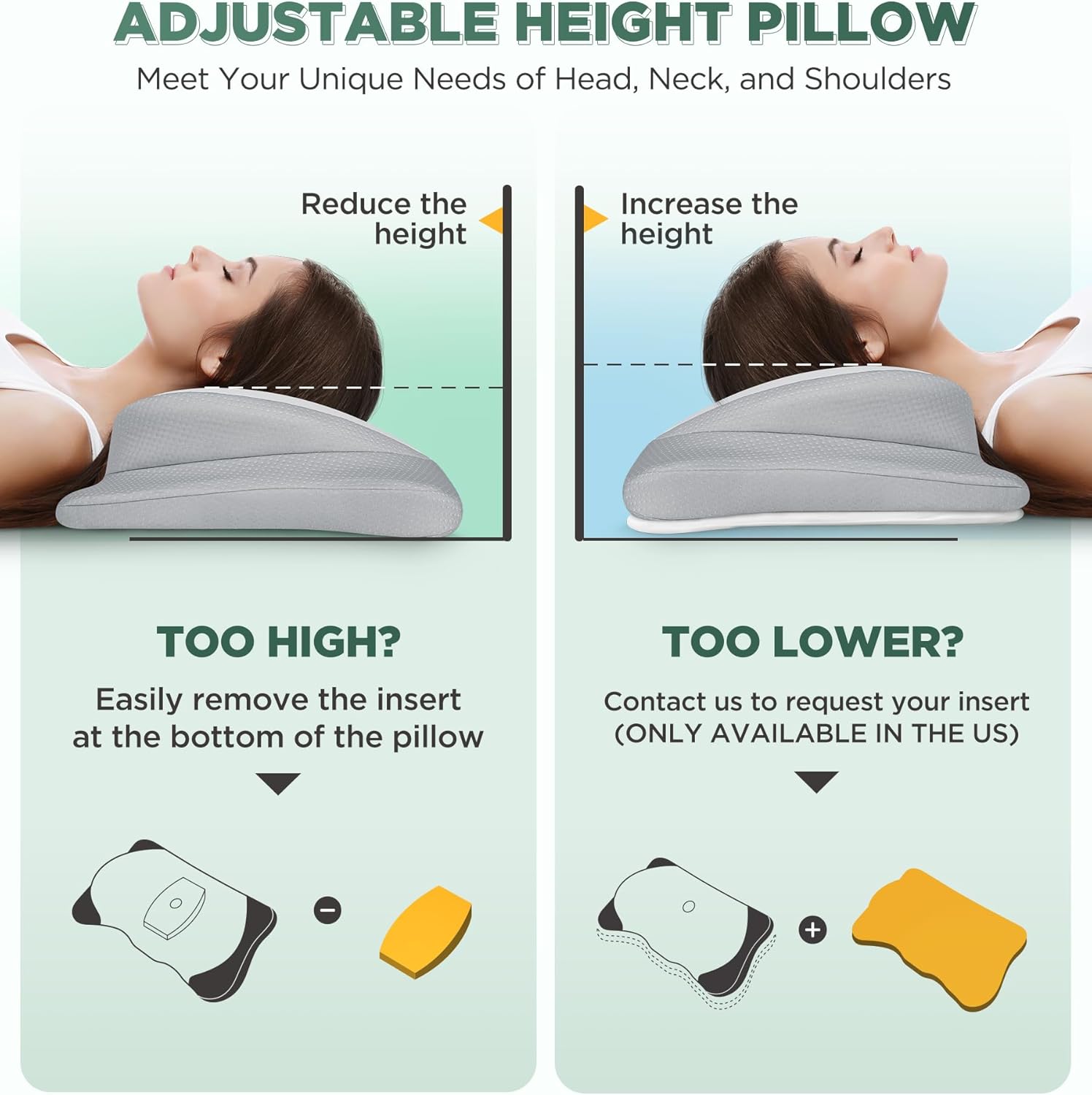 Almohada cervical de altura ajustable para aliviar el dolor, almohada de contorno hueco con funda de almohada transpirable refrescante, almohadas de