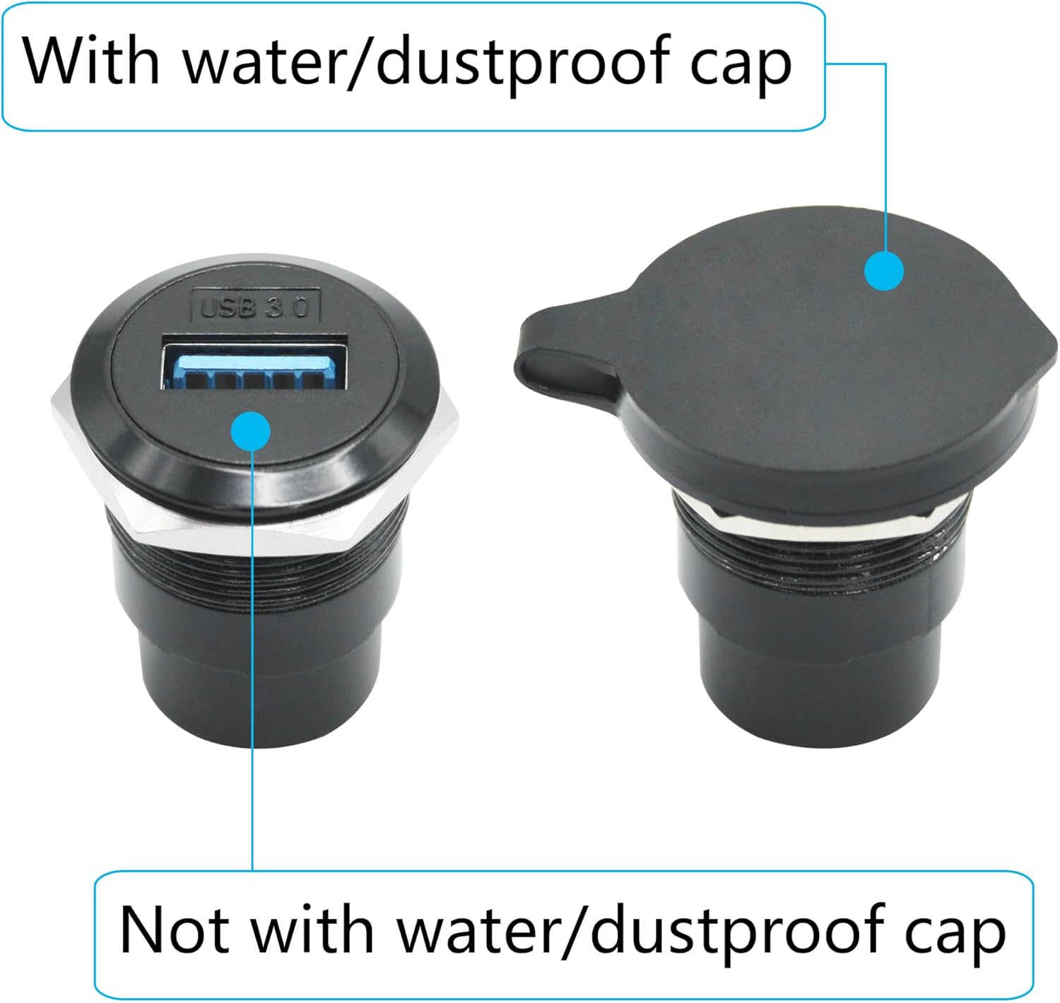 Maixbomr 2 conectores USB 3.0 de montaje en panel, USB A hembra a hembra a hembra con tapón antipolvo, adaptador de acoplador de extensión de datos