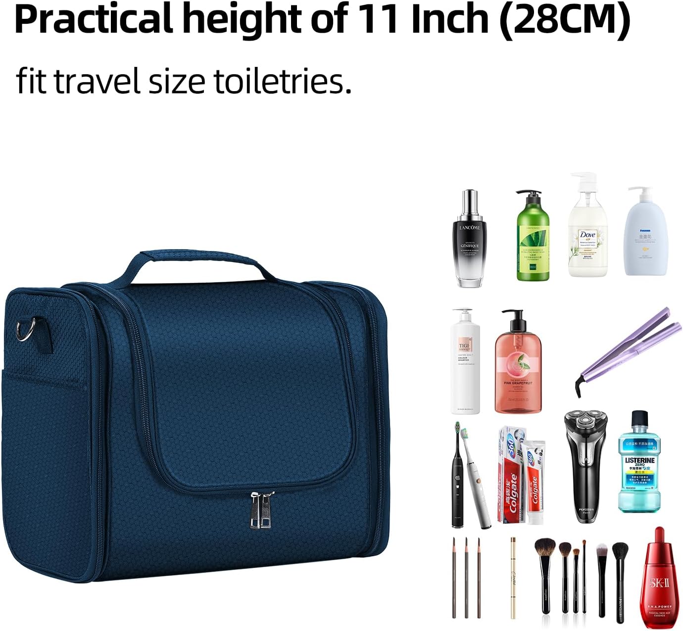 Bolsa de aseo colgante de gran capacidad para hombres y mujeres, bolsa de ducha de baño impermeable portátil, bolsa de afeitado ligera, bolsa de