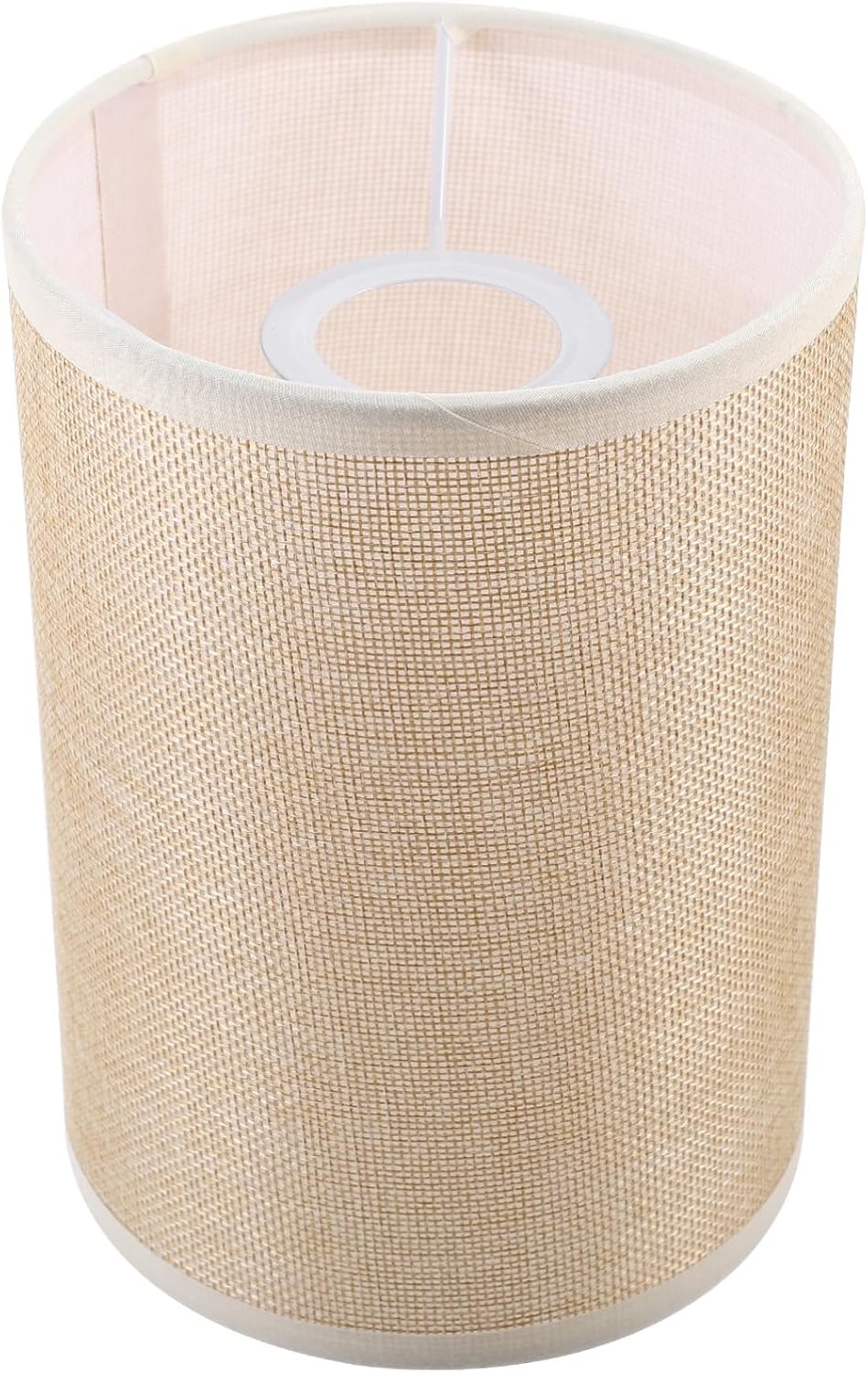 LIFKOME Pantallas de lámpara para lámparas de mesa, pantalla de tela de tambor E27, pantalla cilíndrica de tela natural, repuesto de lino, cubierta