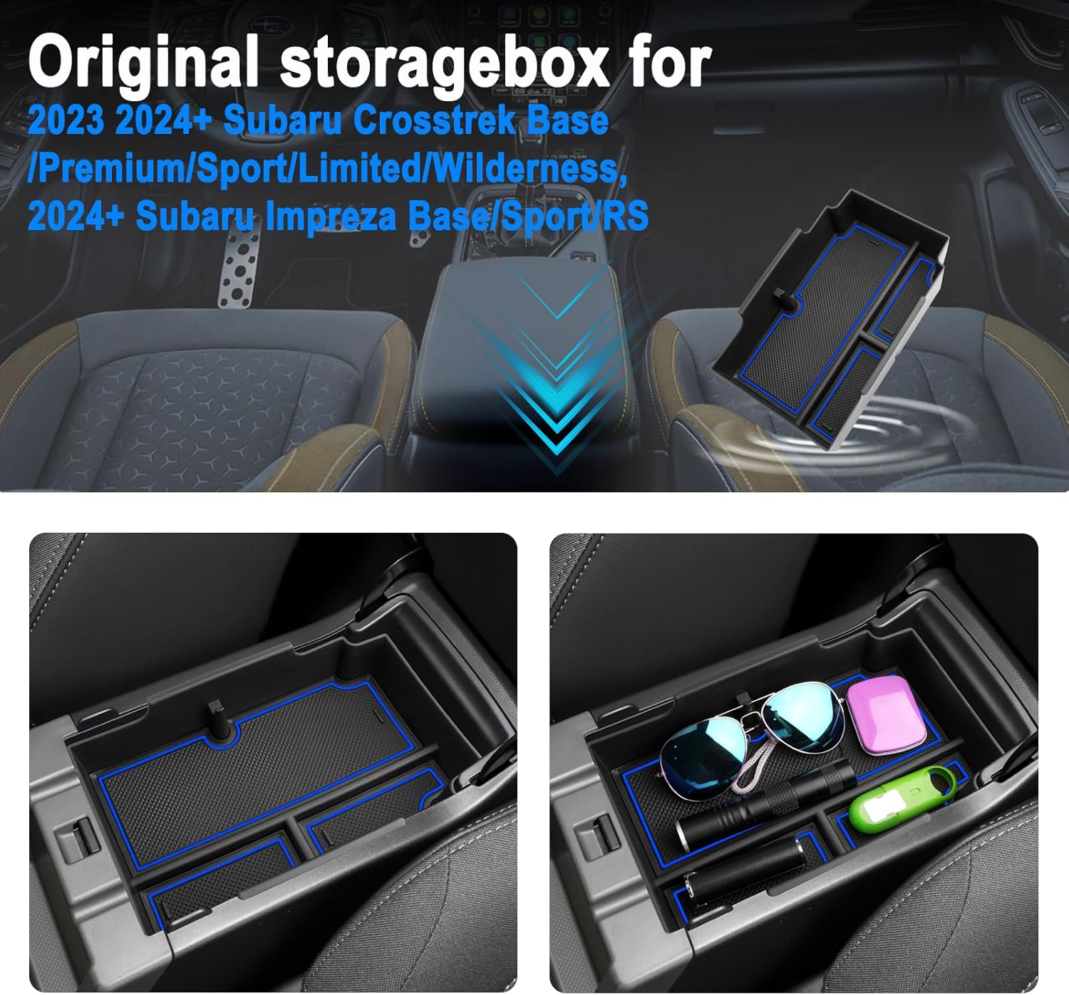 SHAOHAO Organizador de consola central Subaru Crosstrek 2024, 2023 2024 Subaru Crosstrek BasePremiumSportLimitedWilderness para Subaru Crosstrek