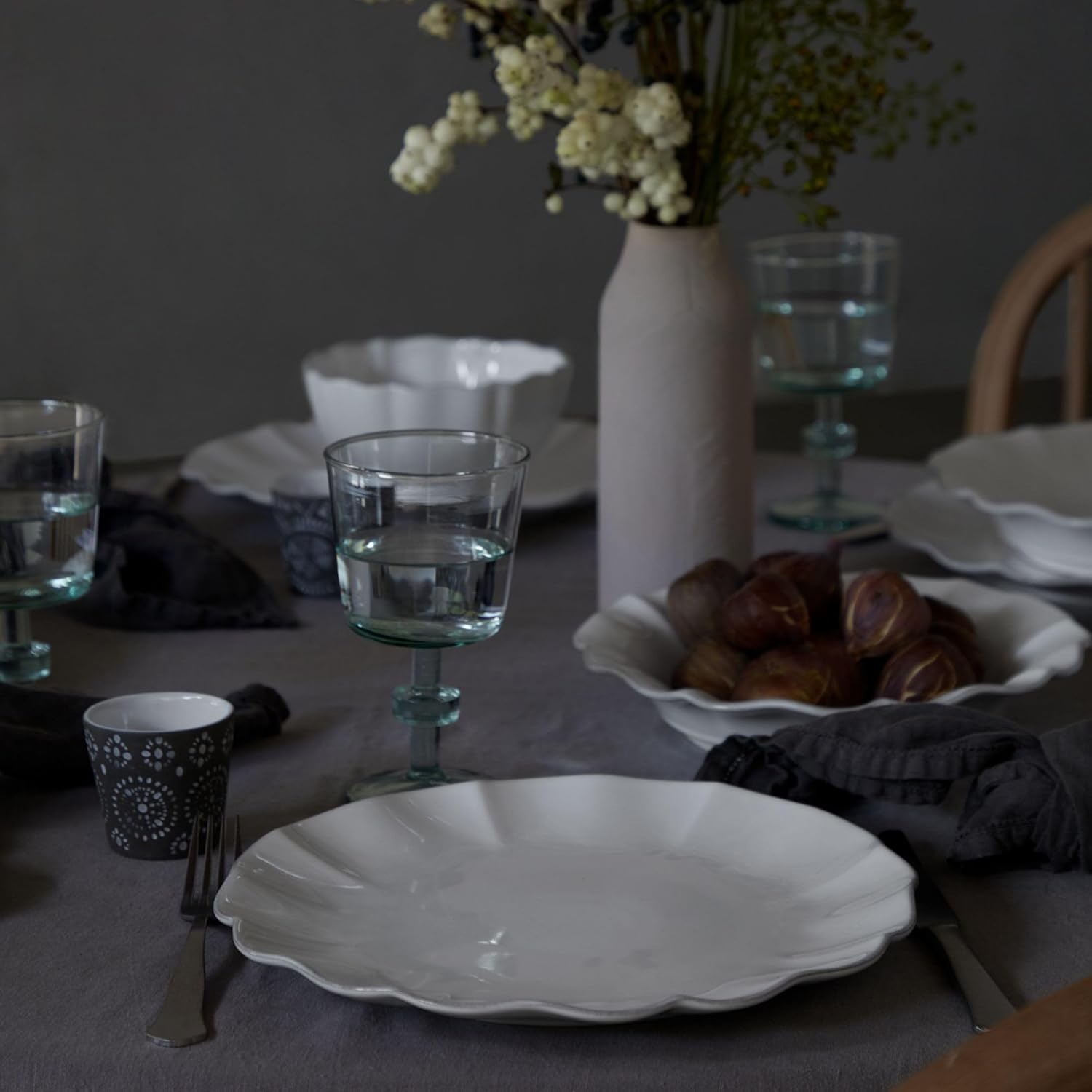 Costa Nova Plato de cerámica de cerámica de 11 pulgadas, colección Rosa, blanco, apto para microondas y lavavajillas, acristalamiento seguro para