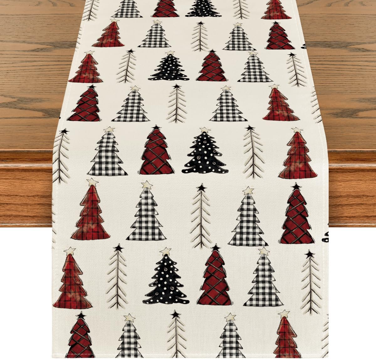 Artoid Mode Camino de mesa de árbol de Navidad, decoración de mesa de comedor de cocina de invierno de temporada para decoración de fiesta del