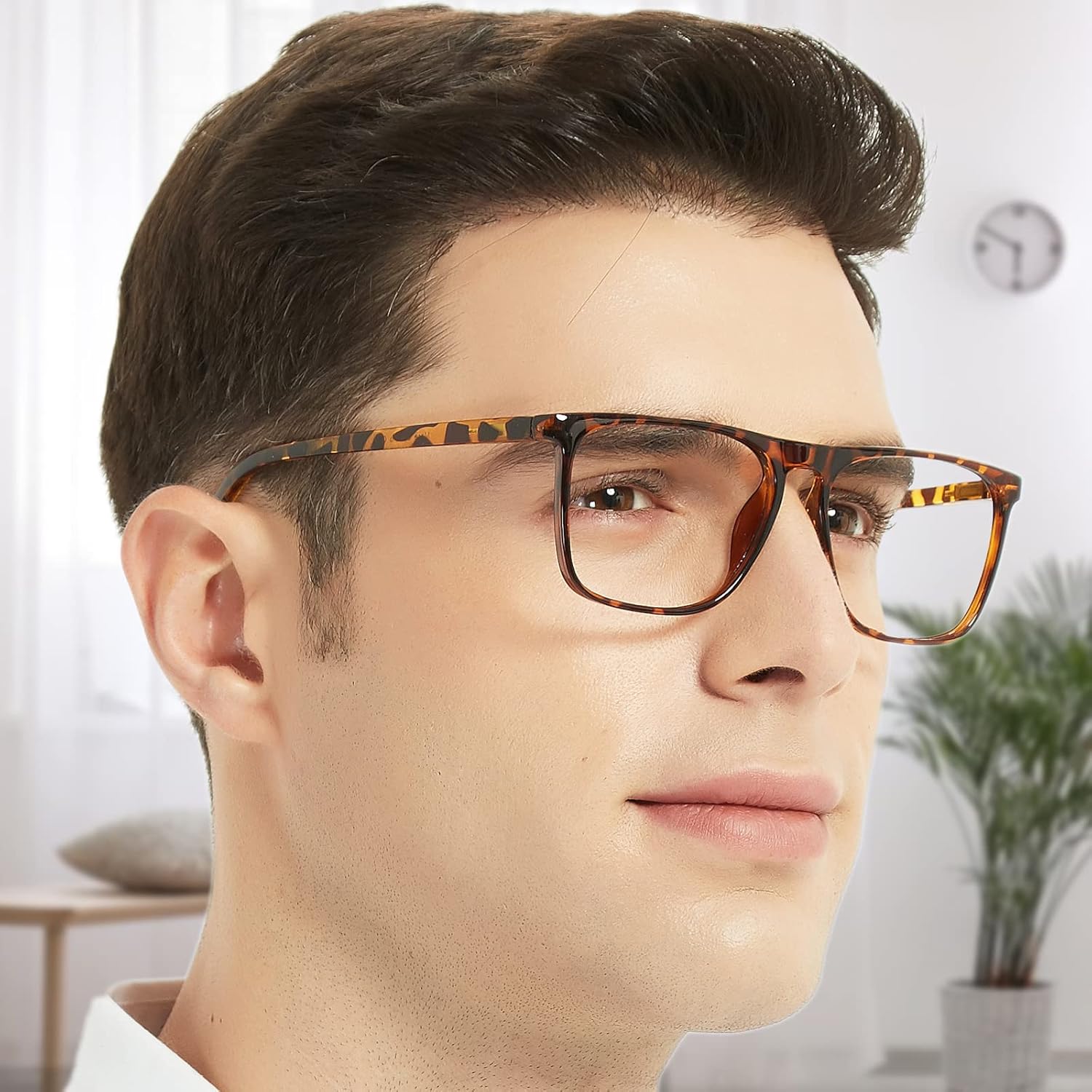 WEMOOTANTS Lentes de lectura de gran tamaño para hombre, 1.25, cuadrados, lectores ligeros, de moda, para lector de nerd 1.00, 1.25+ 1.50, 1.75,