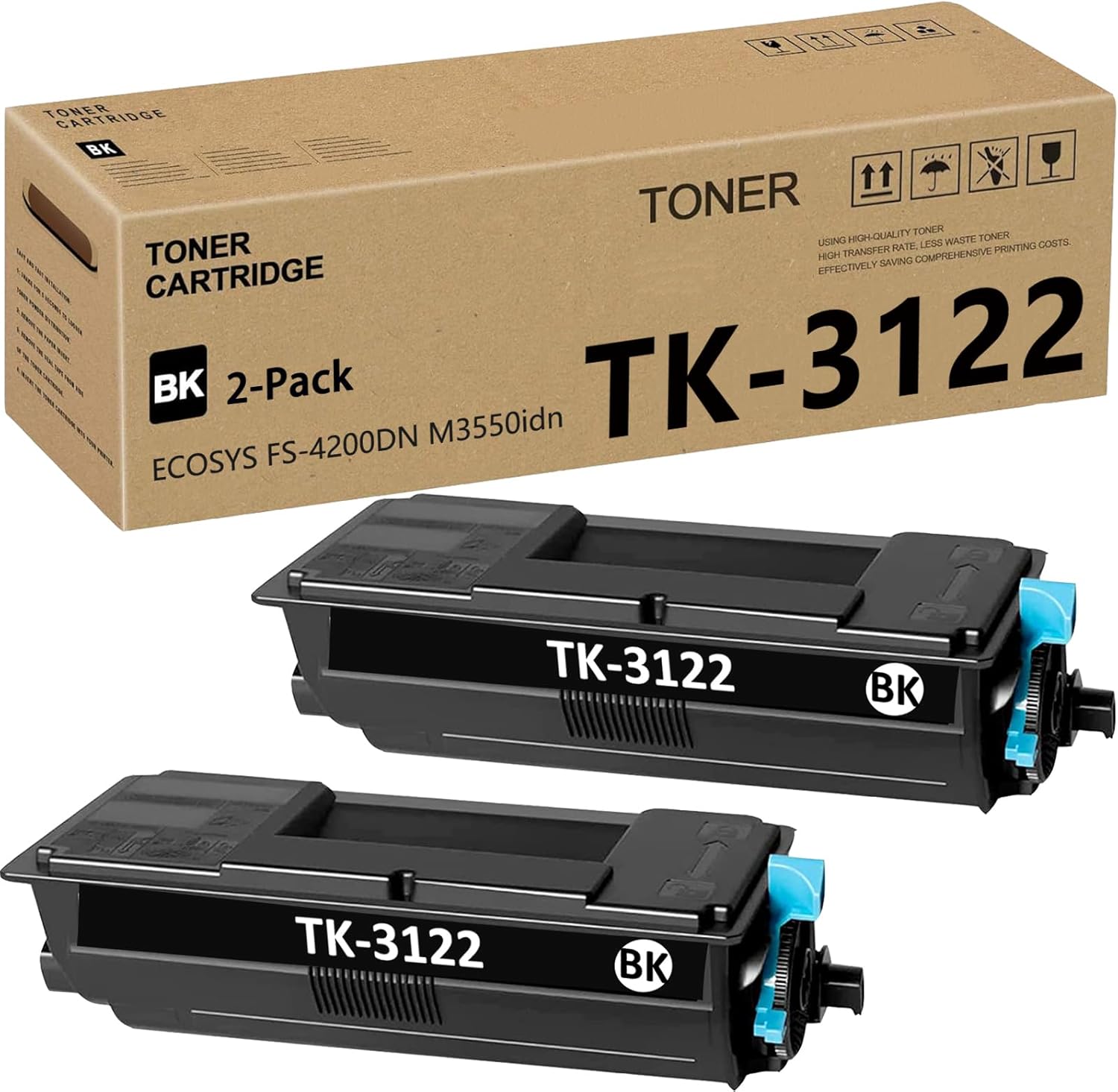 TK3122 TK-3122 – Cartucho de tóner compatible con Kyocera TK-3122 1T02L10US0 para ECOSYS FS-4200DN M3550idn (21500 páginas, negro, paquete de 2)