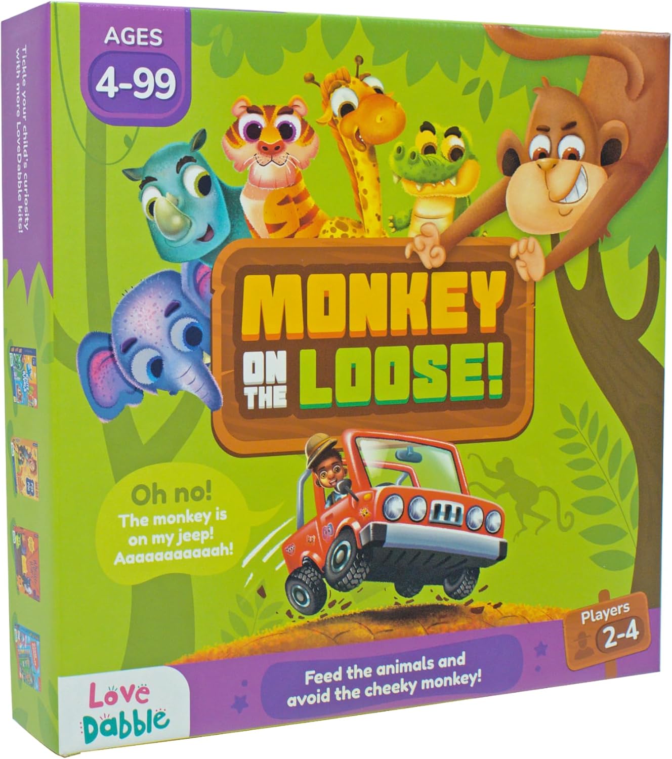 Safari Escape – Juego de mesa Monkey on the Loose Dodge The Mischievous Monkey, maniobra desafíos y completa la misión de alimentación de animales