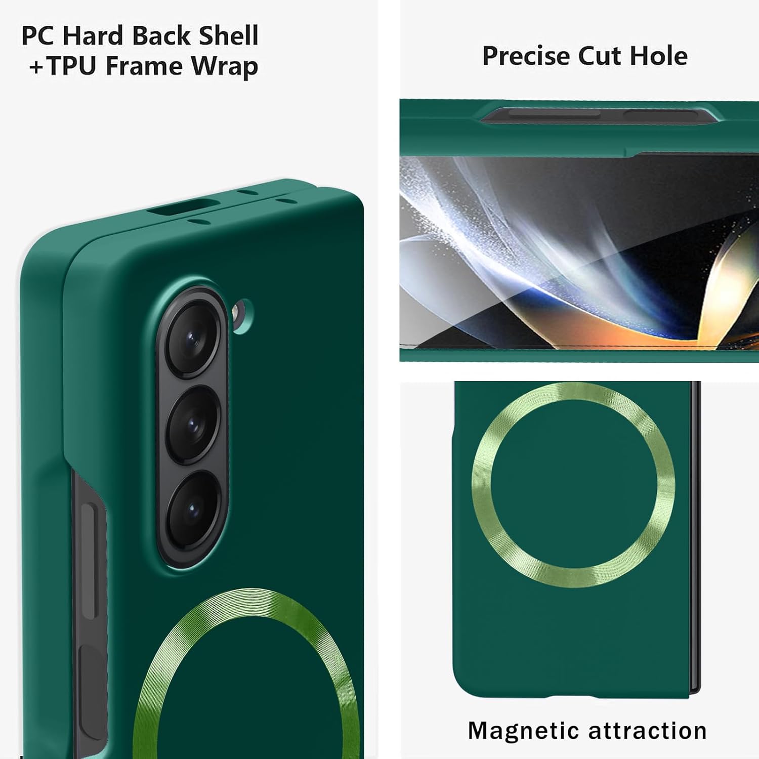 ZIYE Funda magnética para Samsung Galaxy Z Fold 5 compatible con MagSafe Funda protectora delgada de lujo a prueba de golpes para mujeres y niñas,
