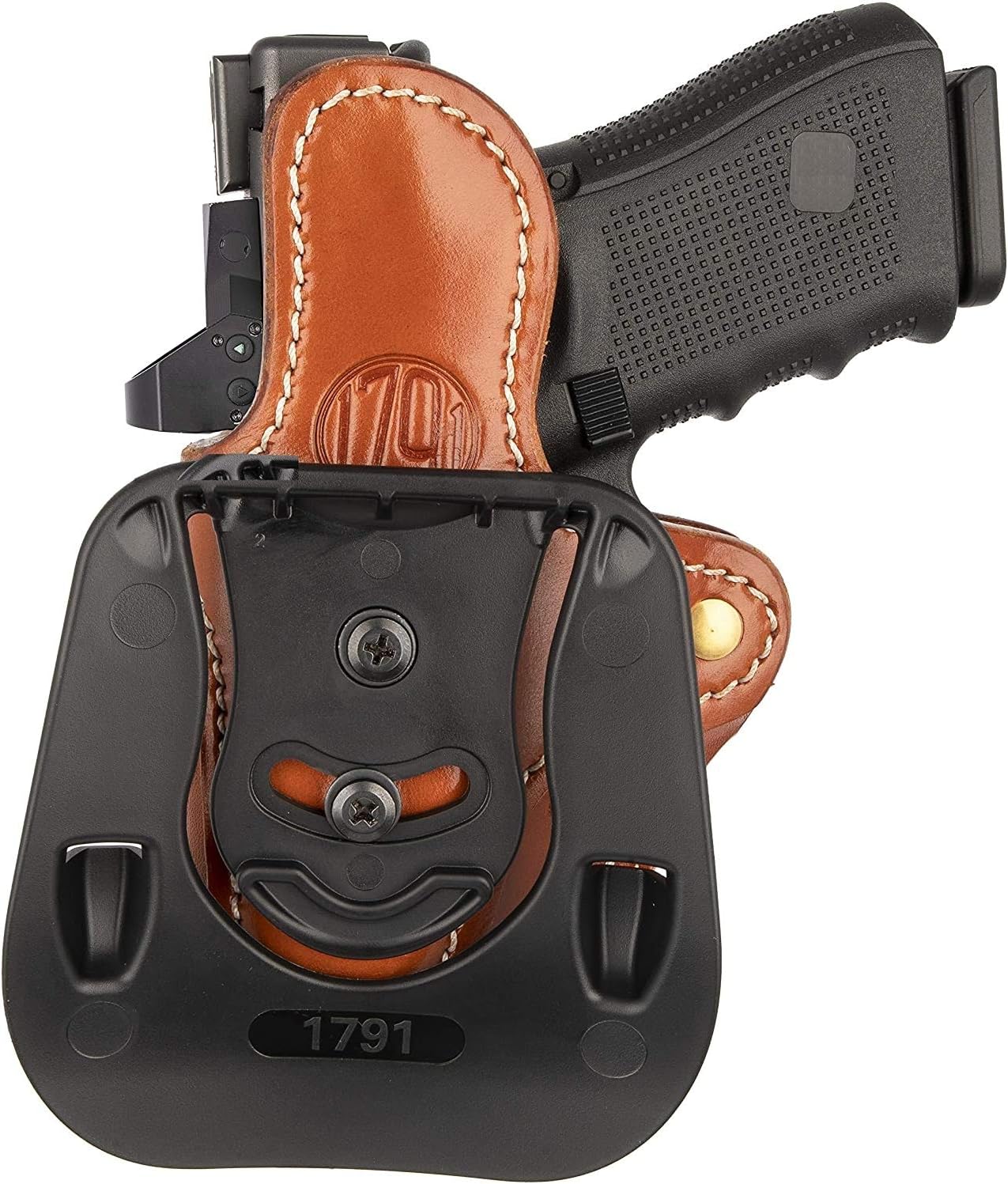 1791 GUNLEATHER Glock 19 – Funda de remo OWB CCW G19 – Funda de piel para pistola para cinturones – Compatible con Glock 19, 23, 27, Sig P225,