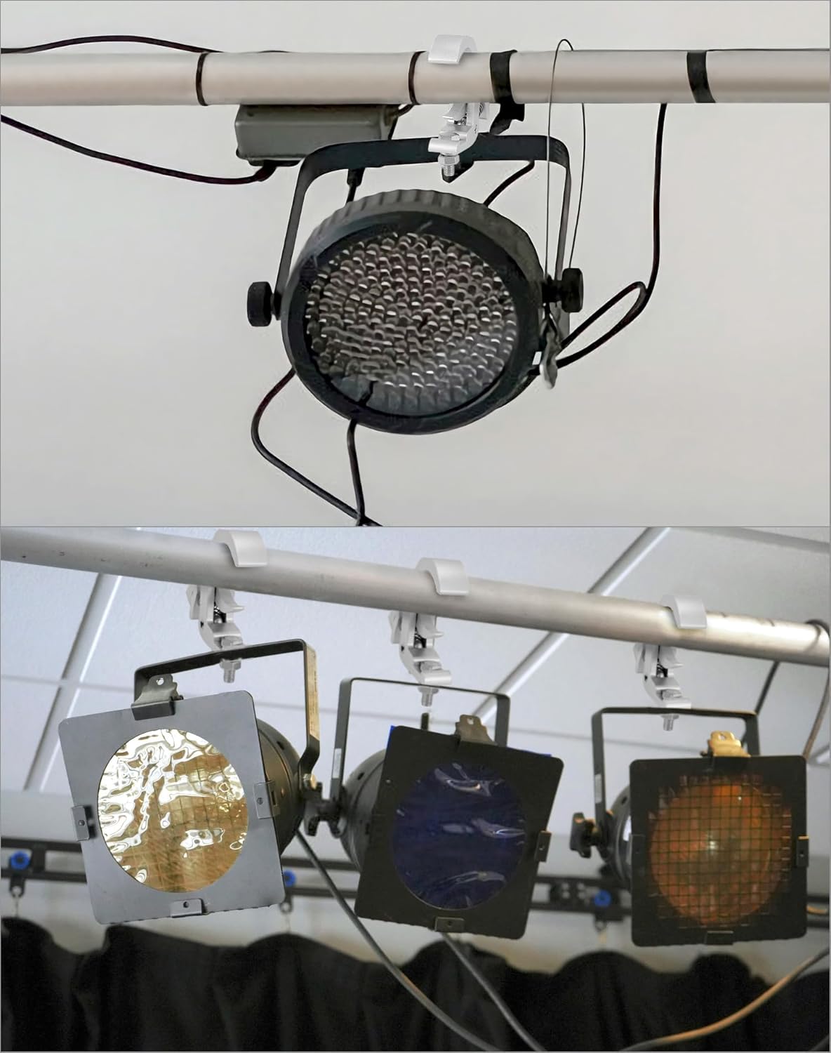 QWORK Abrazadera de luces de escenario con abrazadera de truss, paquete de 4 abrazaderas profesionales resistentes de 330 libras para accesorios de
