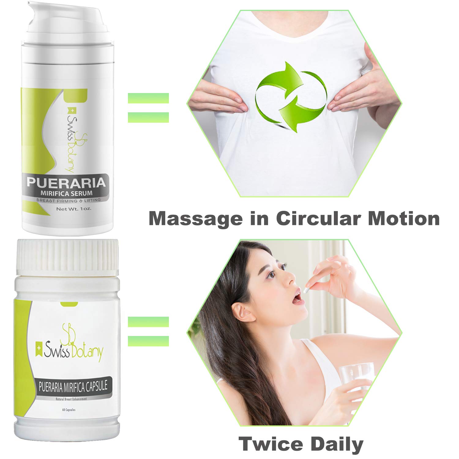 Pueraria Mirifica Mejora Natural de Senos (2 Sueros de Mama 1 Cápsula Pueraria Mirifica)