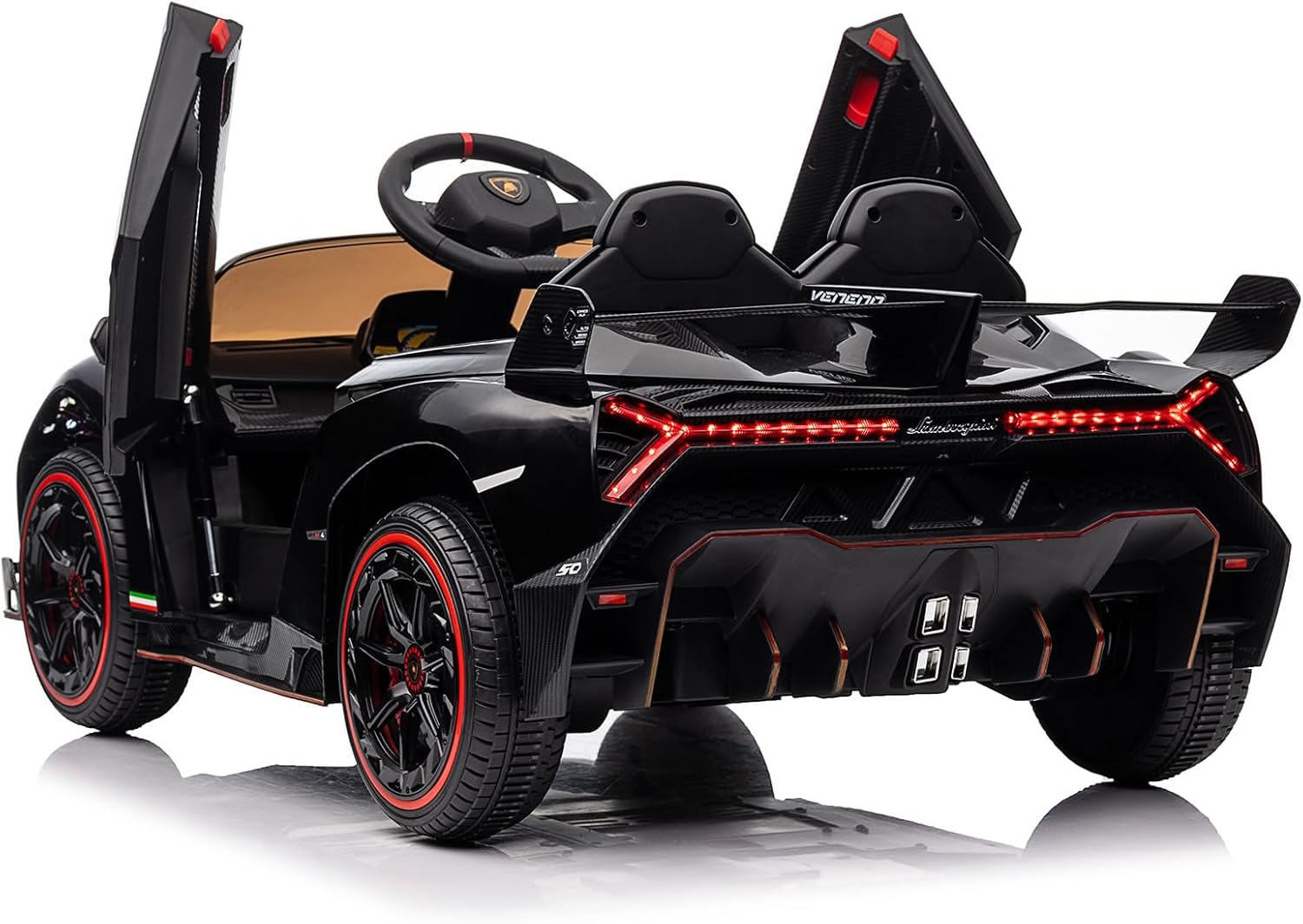 Lamborghini Venono – Coche eléctrico para niños con licencia de 12 V con control remoto para padres, puerta de tijera, 3 velocidades, faros LED,