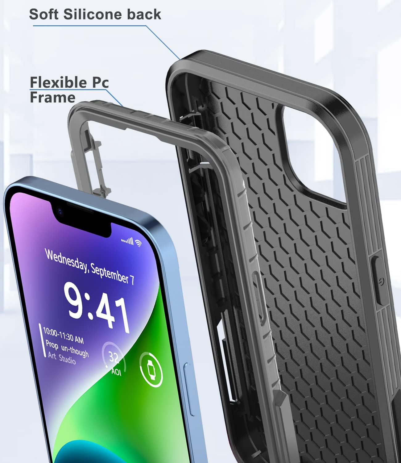 Diseño para iPhone 14 Caso, a prueba de golpes Funda de teléfono para iPhone 14 6.1 pulgadas (negro)