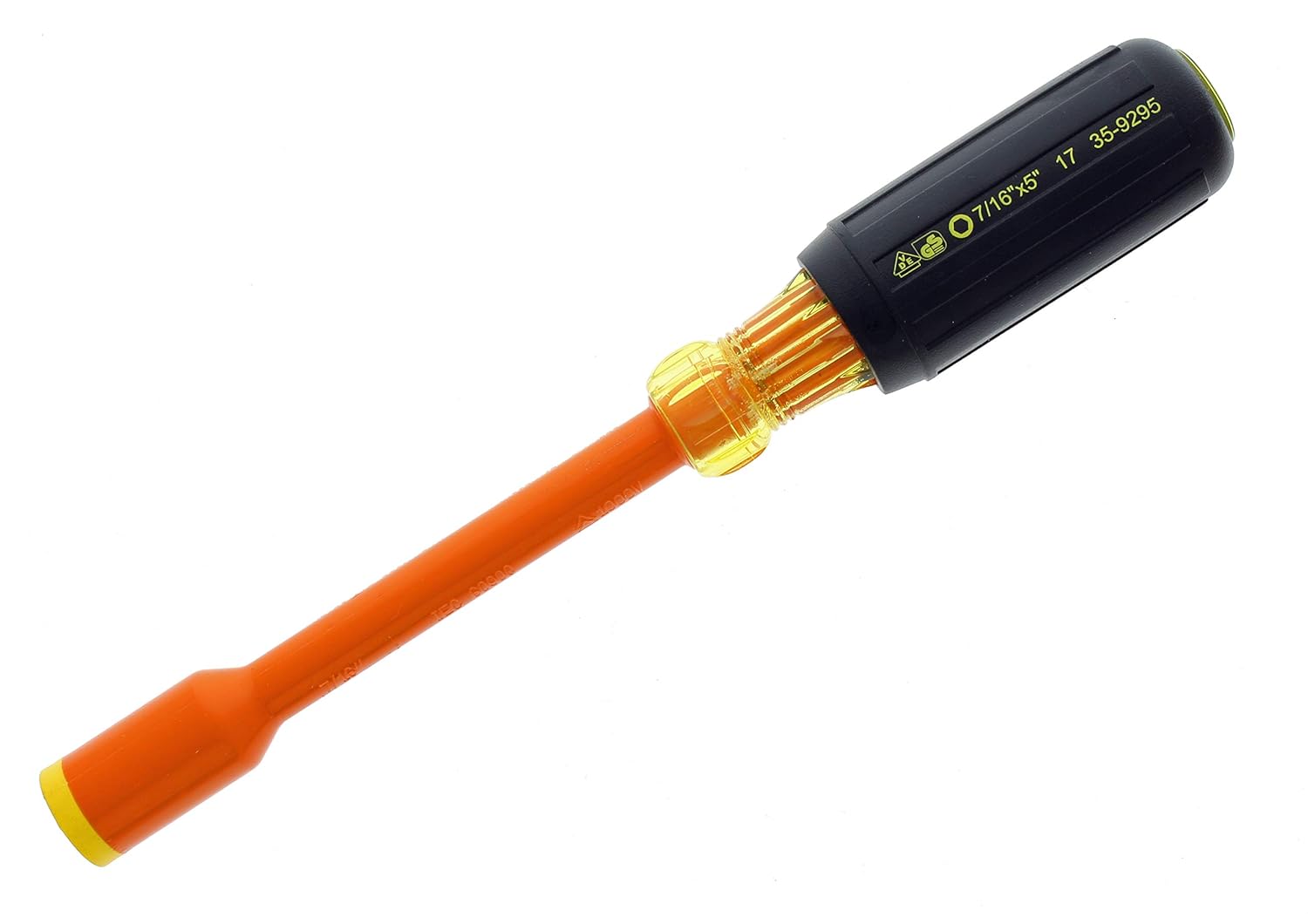 IDEAL Electrical 35-9104 Juego de destornilladores de tuercas aislantes 7 piezas naranja, destornilladores de eje de 4 pulgadas con asas de agarre