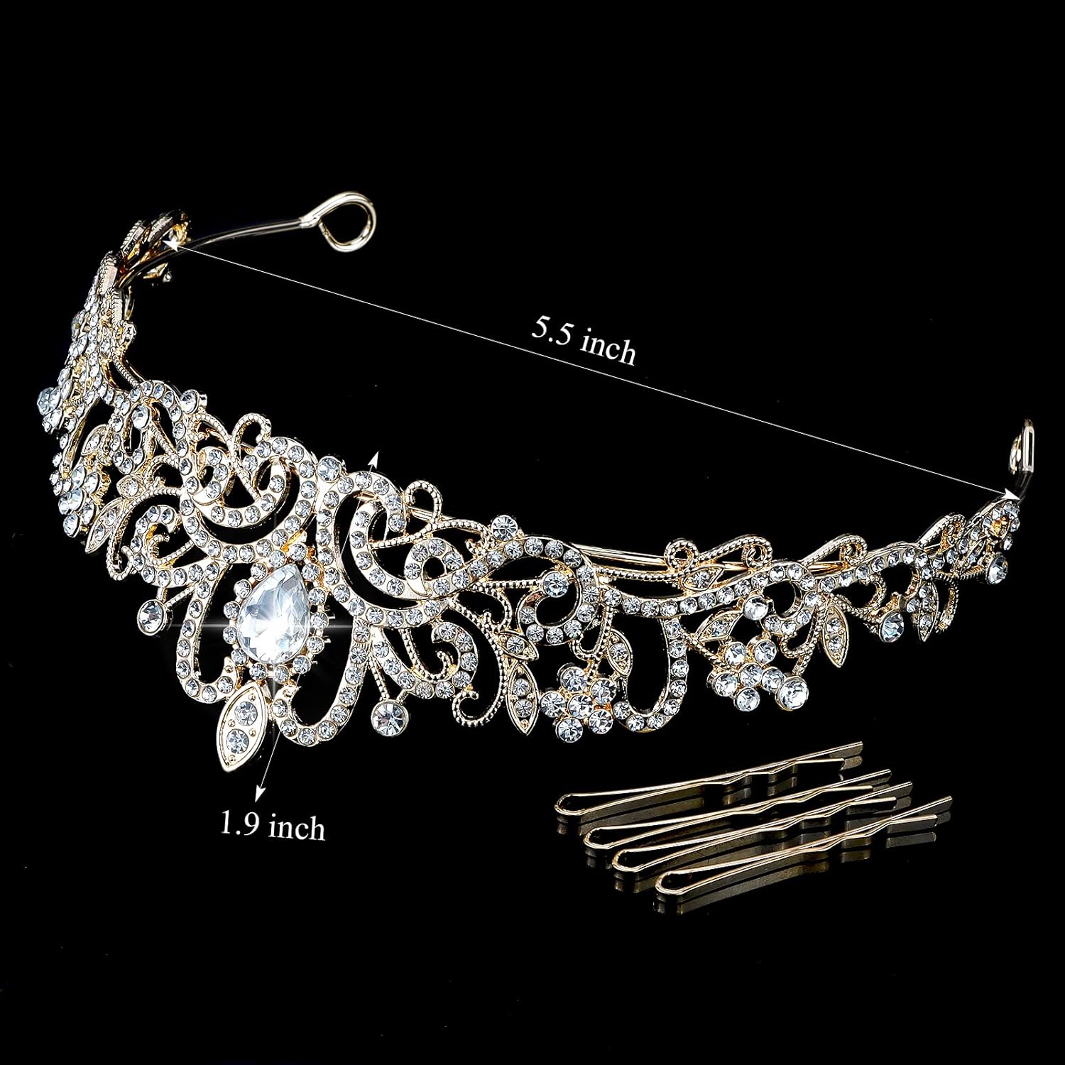 CIEHER Tiara dorada para mujeres y niñas, tiaras de princesa para mujeres, tiaras para niñas, nupciales, bodas, bailes, quinceañera, corona de