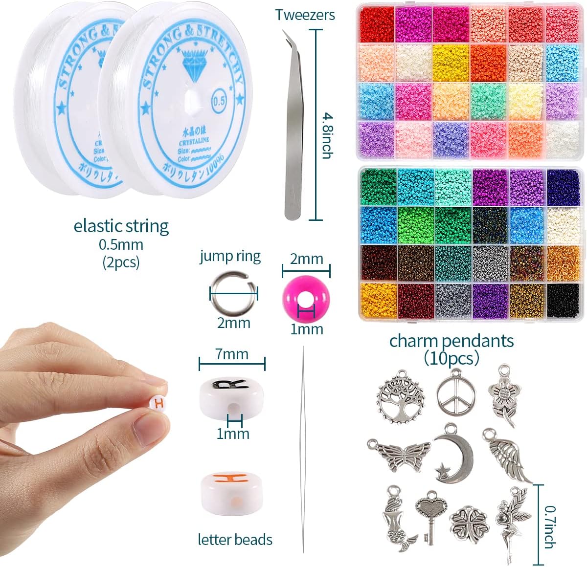 Juego de 35000 cuentas de semillas 120 de 0.079 pulgadas para manualidades, pulseras, collares, anillos, kits de fabricación de anillos de cristal,