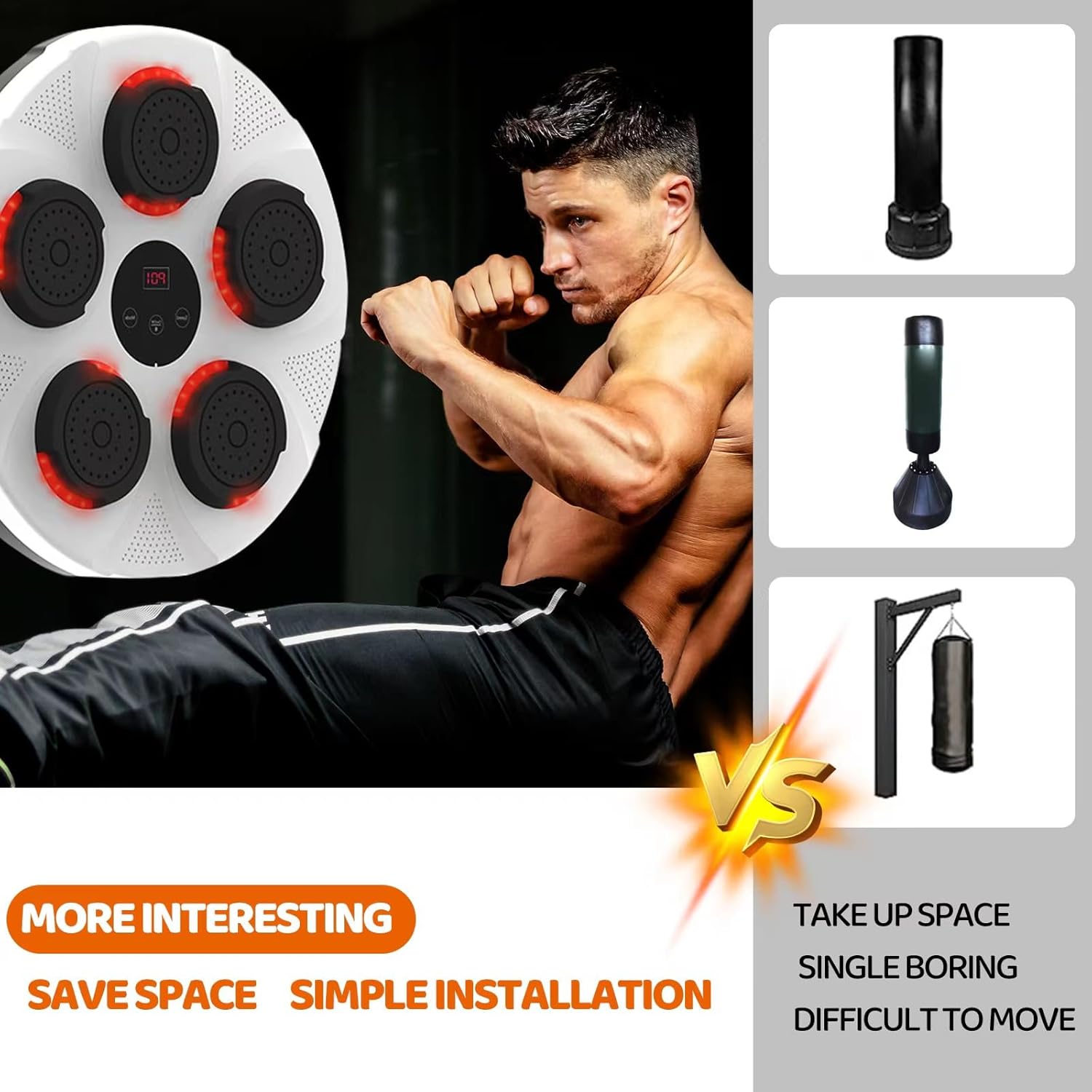 Máquina de boxeo de música para el hogar, montaje en pared, boxeador de música, enfoque inteligente electrónico, entrenamiento de agilidad, boxeo