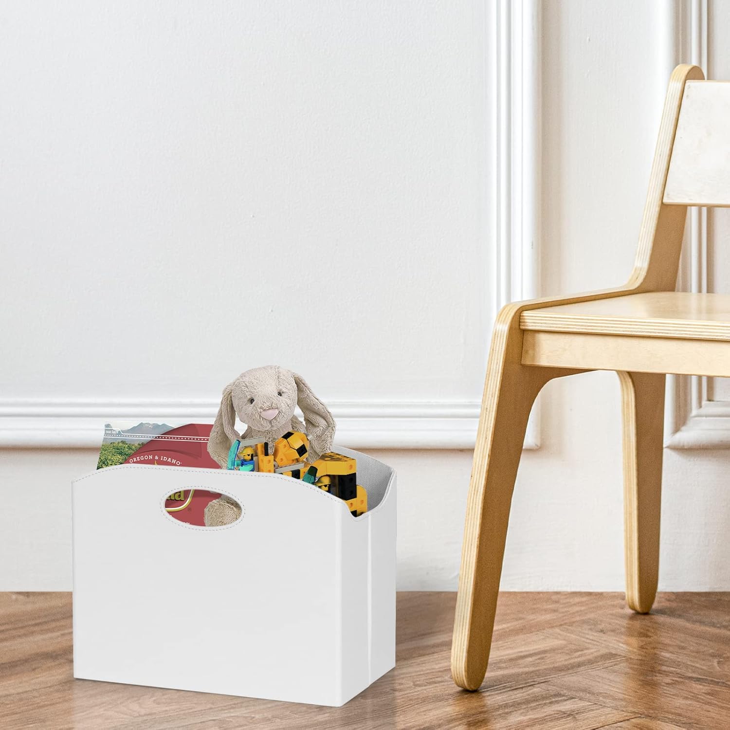 Estante plegable de piel sintética para revistas, con asa, para guardar libros de periódicos, organizador de carpetas de archivos para el hogar u