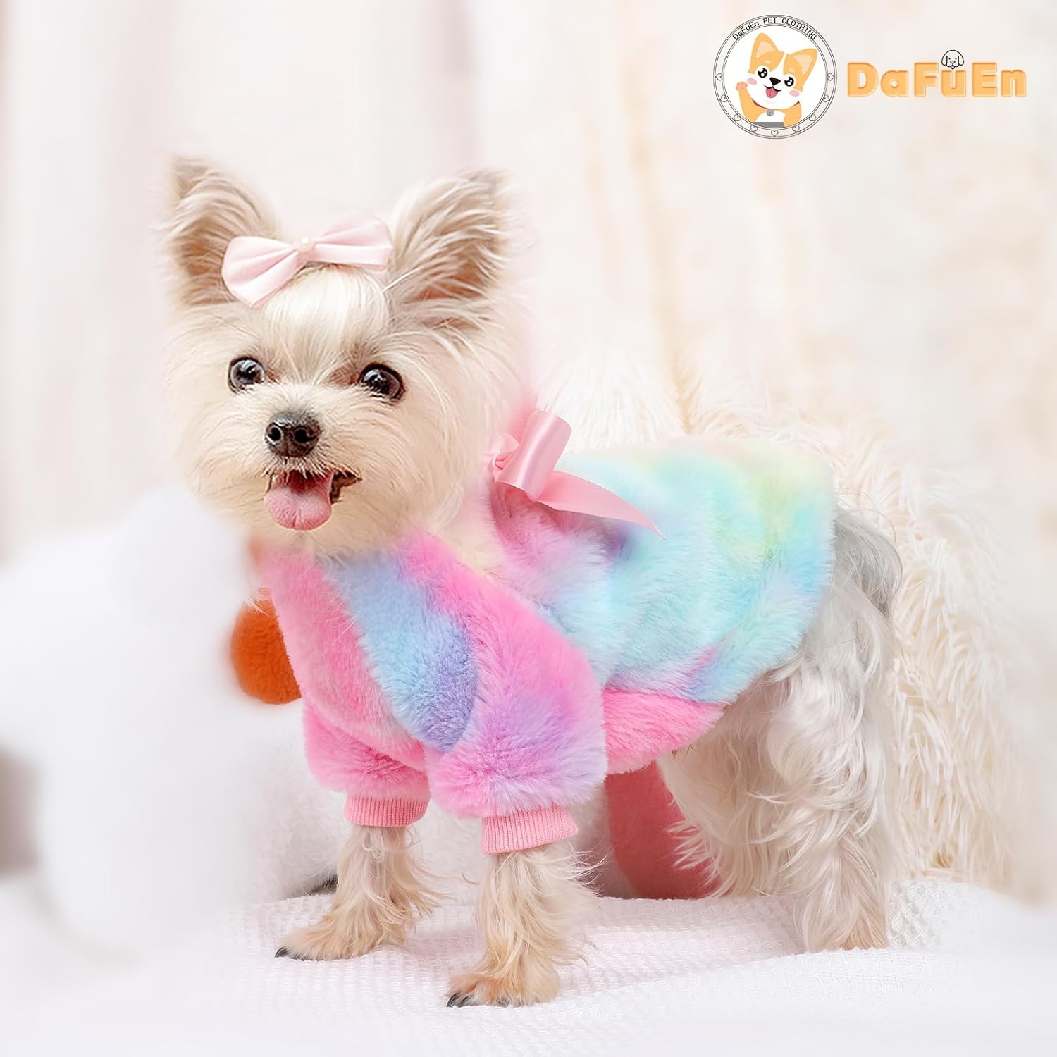 Suéteres de perro para perros pequeños, hembra, suéter de invierno teñido anudado para cachorros, ropa cálida para mascotas, trajes para Chihuahua,