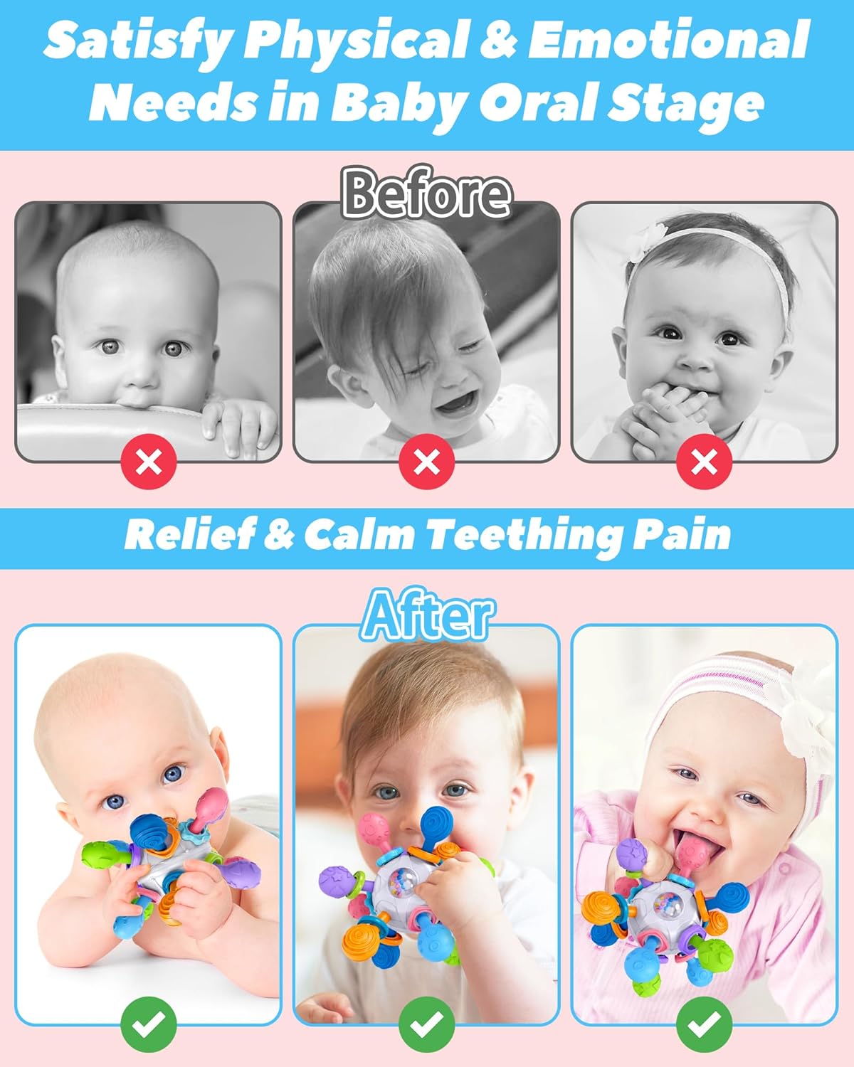 Juguetes de dentición para bebés de 0 a 6 a 12 meses de 0 a 2 años, juguetes Montessori para bebés de 0, 3, 6, 9, 12 y 18 meses, juguetes