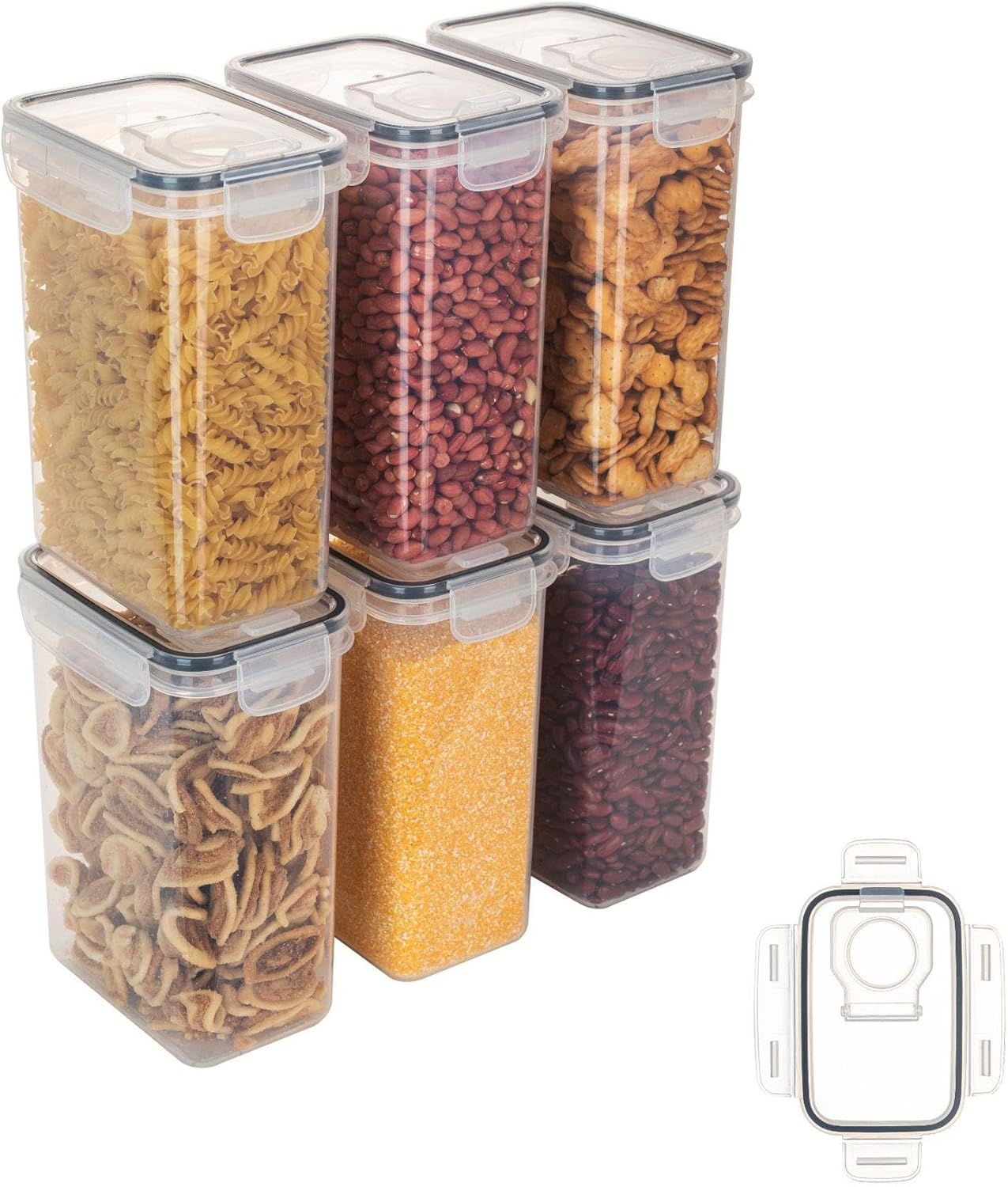 Organizadores y almacenamiento de cocina, contenedores de almacenamiento de plástico transparente individuales con tapas, tarro hermético de cocina,