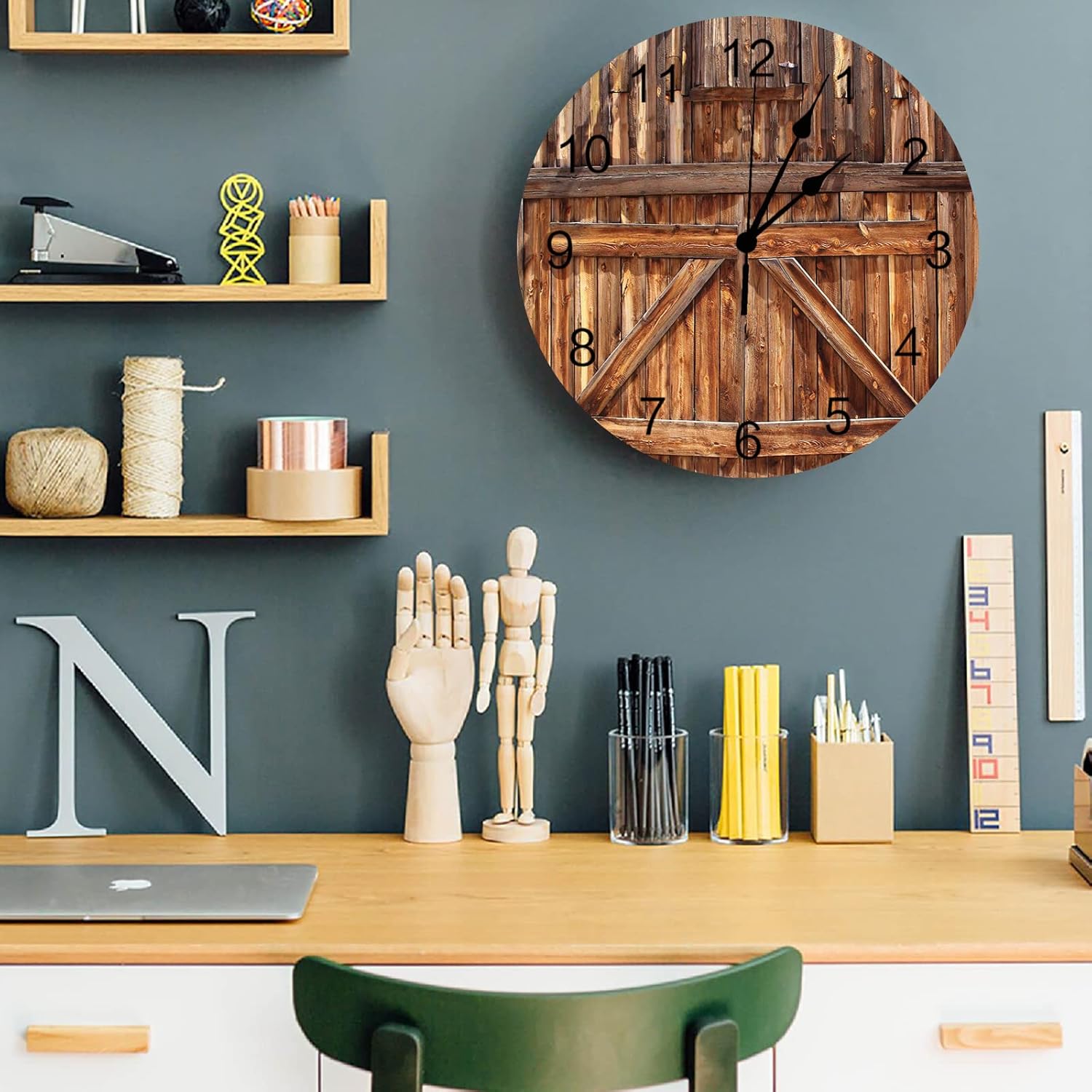 Reloj de pared silencioso sin tictac decorativo para cocina, dormitorio, baño, oficina, sala de estar, cuarto de lavado, hogar, funciona con pilas,