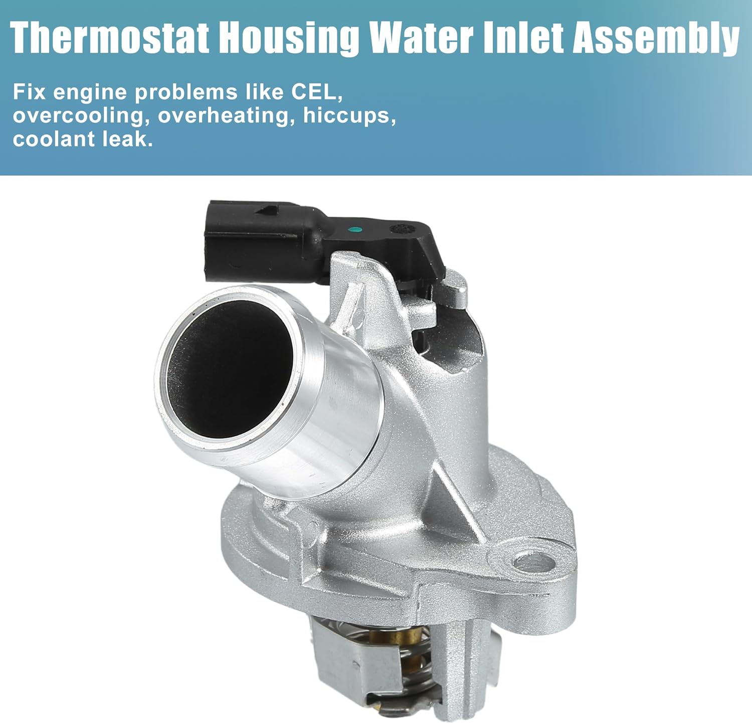 X AUTOHAUX Conjunto de carcasa del termostato del refrigerante del motor para Chevy Volt L4 1.5L 2016 2017 2018 No.12635761 Metal tono plateado