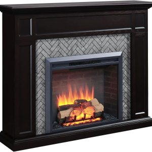 LegendFlame Hailey – Chimenea eléctrica con mantel envolvente de 57 pulgadas e inserto Carl de 30 pulgadas, roble espresso con acabado de ladrillo LegendFlame Hailey – Chimenea eléctrica con mantel envolvente de 57 pulgadas e inserto Carl de 30 pulgadas, roble espresso con acabado de ladrillo