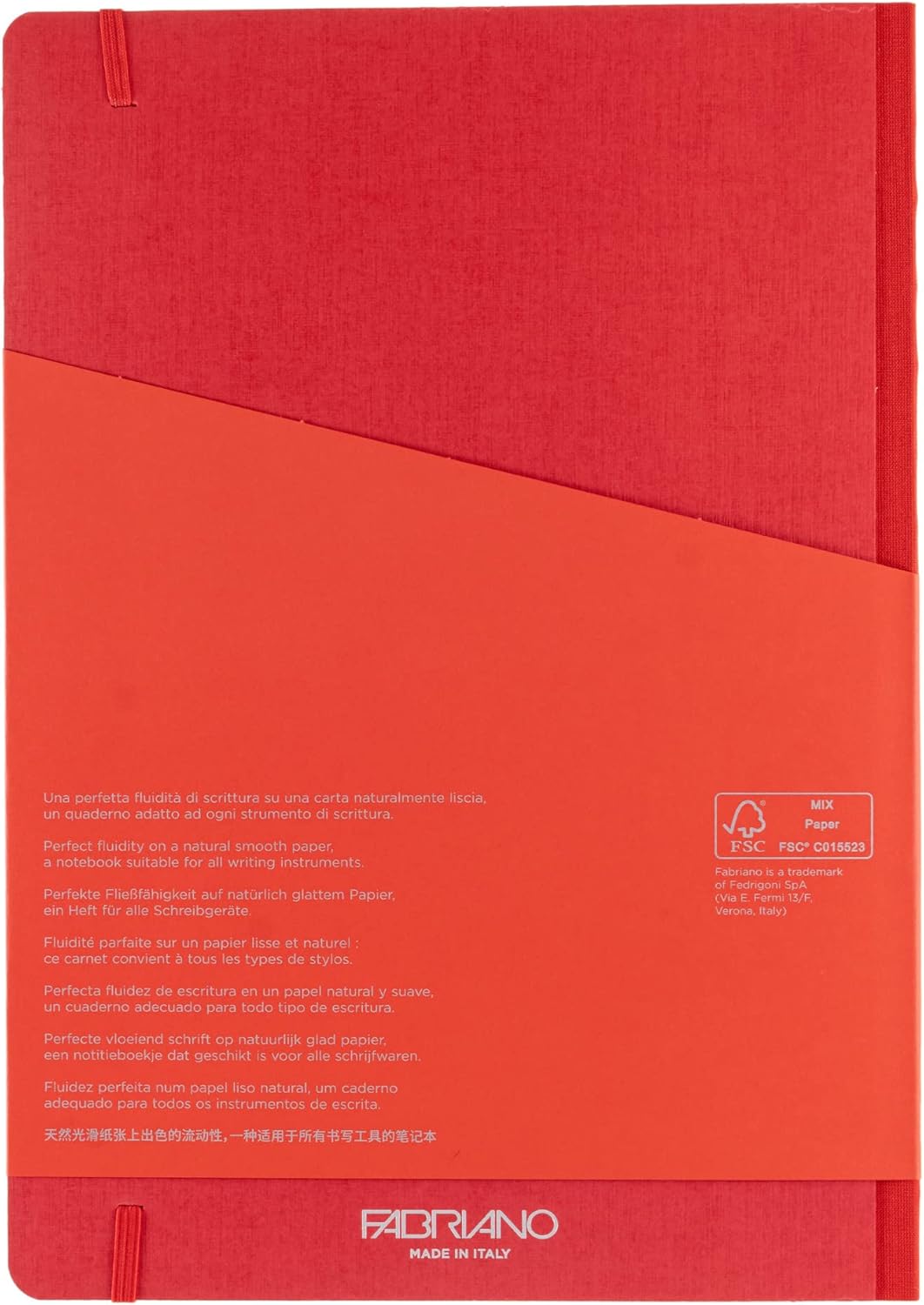 Fabriano Ecoqua Plus Cuaderno encuadernado en tela, 8.3 x 11.7 pulgadas, A4, punteado, rojo
