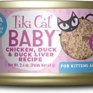 Tiki Cat Baby, mousse de hígado de pato y pato, alto en proteínas y sabroso, alimento húmedo para gatos para gatitos de 4 semanas Plus, latas de 2.4 Tiki Cat Baby, mousse de hígado de pato y pato, alto en proteínas y sabroso, alimento húmedo para gatos para gatitos de 4 semanas Plus, latas de 2.4