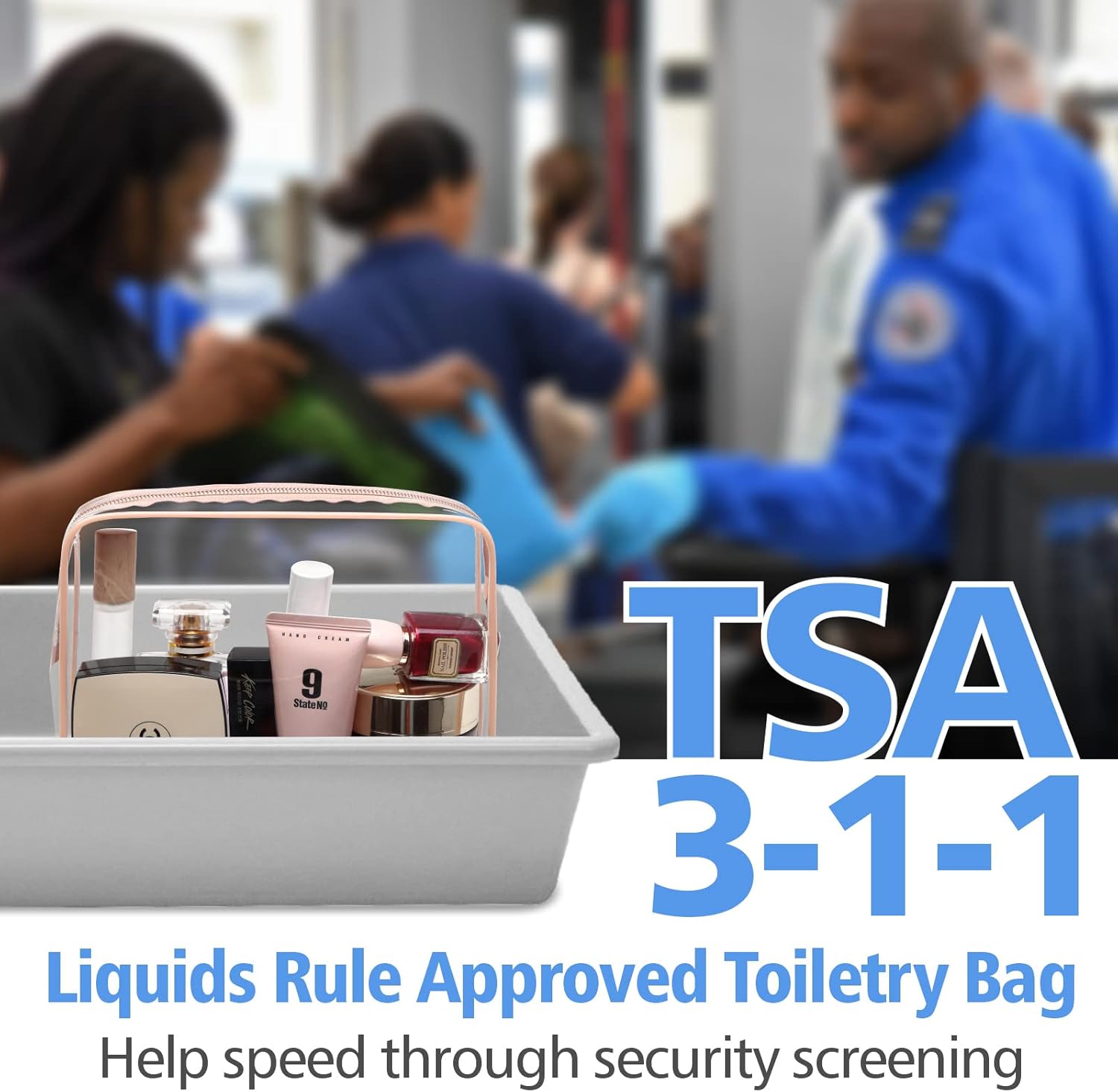 PACKISM Paquete de 2 bolsas de aseo aprobadas por la TSA y bolsa transparente aprobada por el estadio, venta de paquetes, 1 mediano, 1 rosa grande y