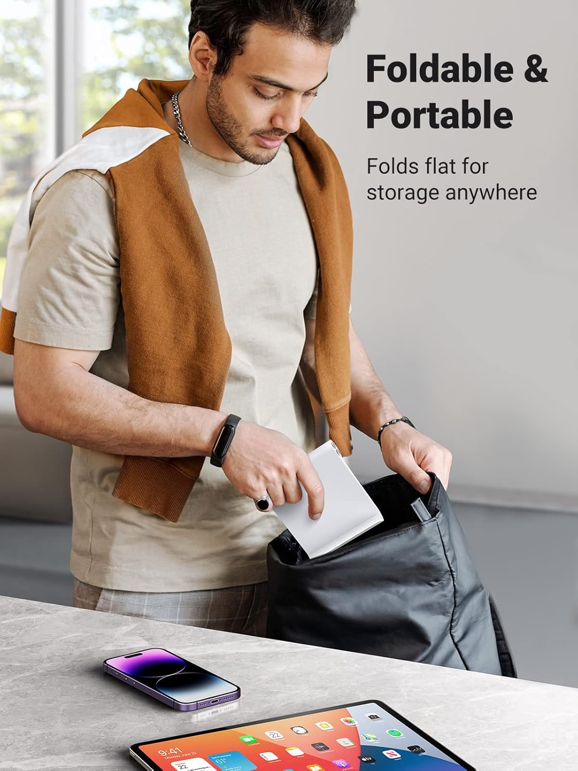 UGREEN Paquete de 2 soportes para tableta, soporte portátil ajustable de escritorio, accesorios de escritorio para oficina en casa, compatible con