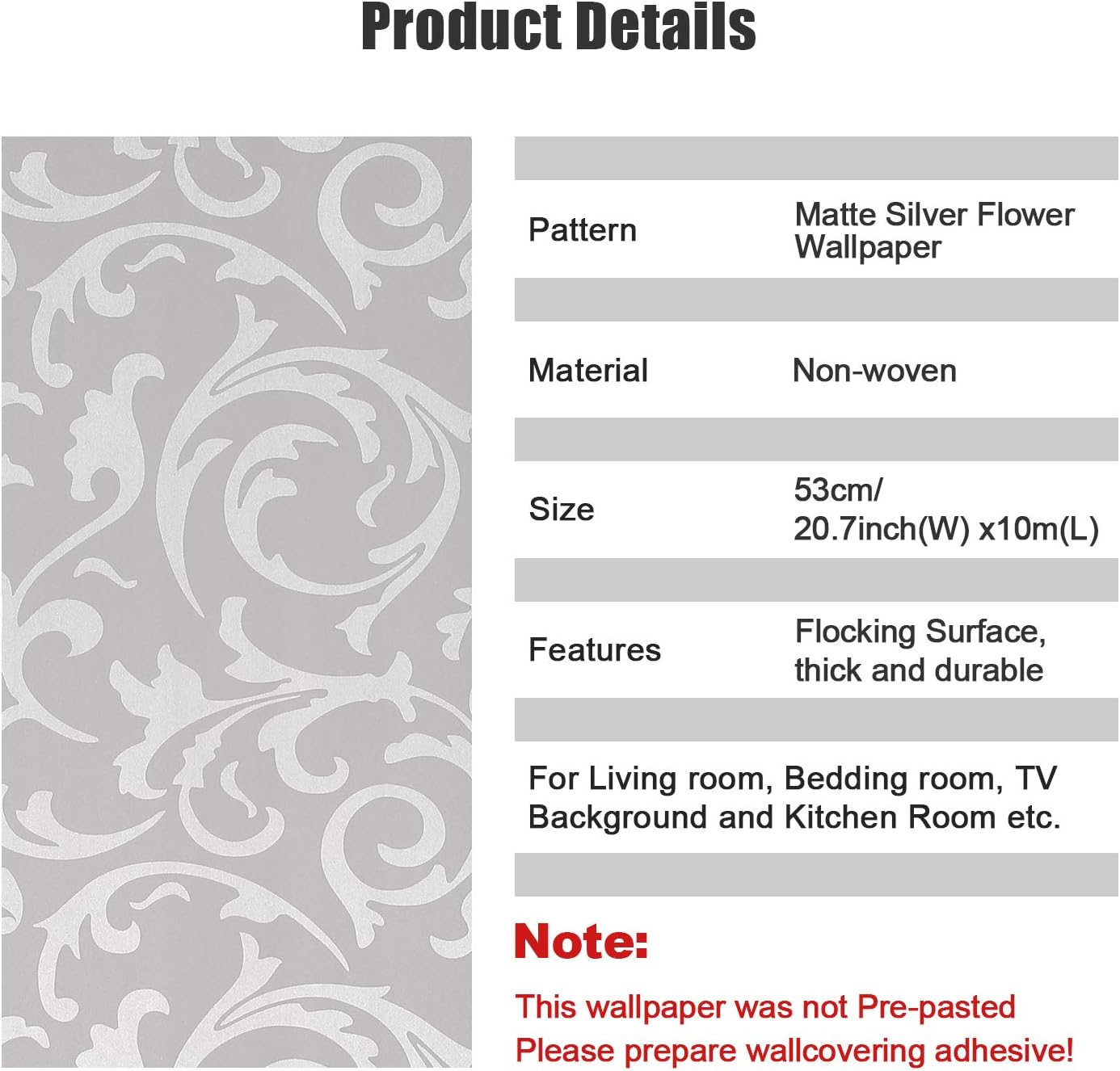 Papel tapiz plateado 3D, no tejido mate, patrón de flores plateadas, papel de pared para decoración del hogar, papel tapiz para sala de estar,