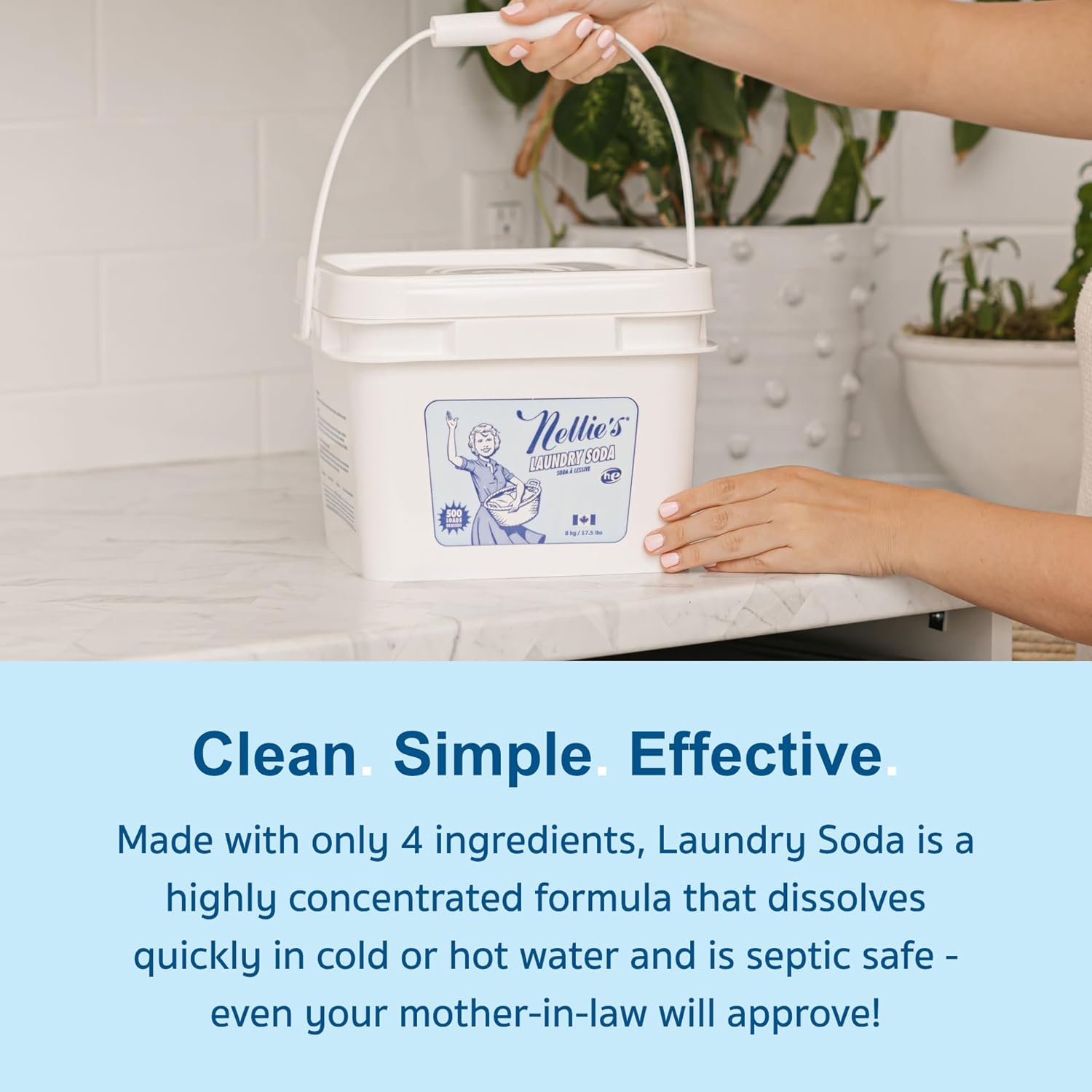 Nellie’s – Detergente en polvo para lavar la ropa, detergente concentrado, a granel, 500cargas, fórmula ecológica, biodegradable, vegana,