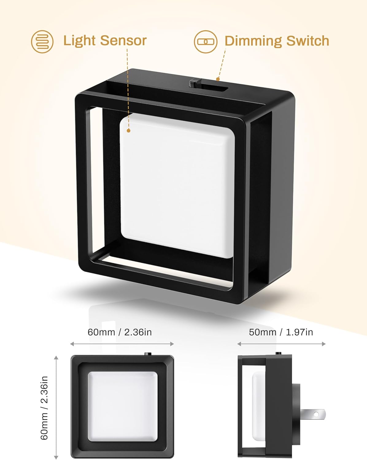 DORESshop Paquete de 2 luces nocturnas moradas, luces nocturnas enchufables a la pared, luz nocturna, sensor de atardecer a amanecer, luz nocturna