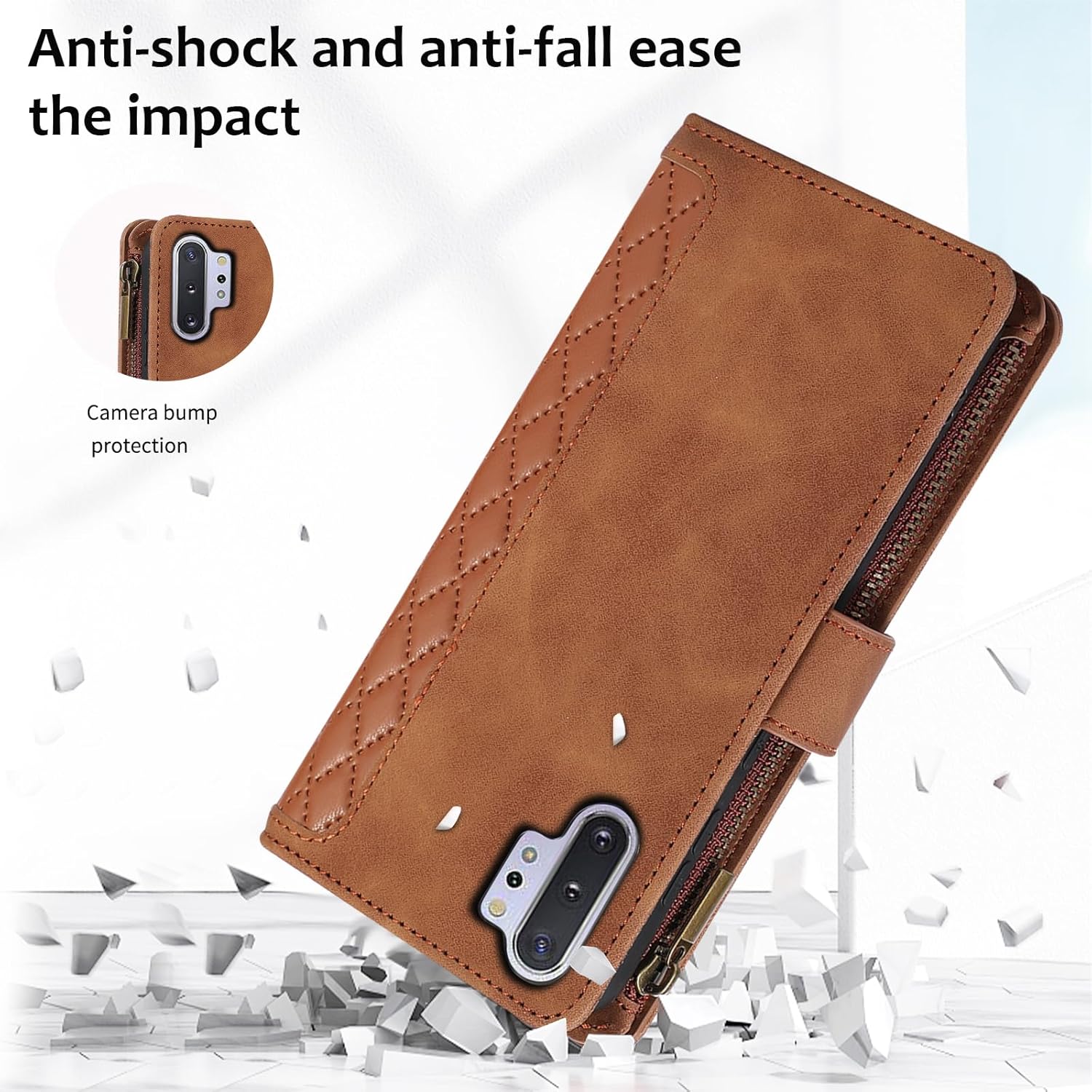 Asuwish Funda para teléfono Samsung Galaxy Note 10 Plus Note10+ 5G Funda tipo cartera con protector de pantalla de vidrio templado y tarjetero con