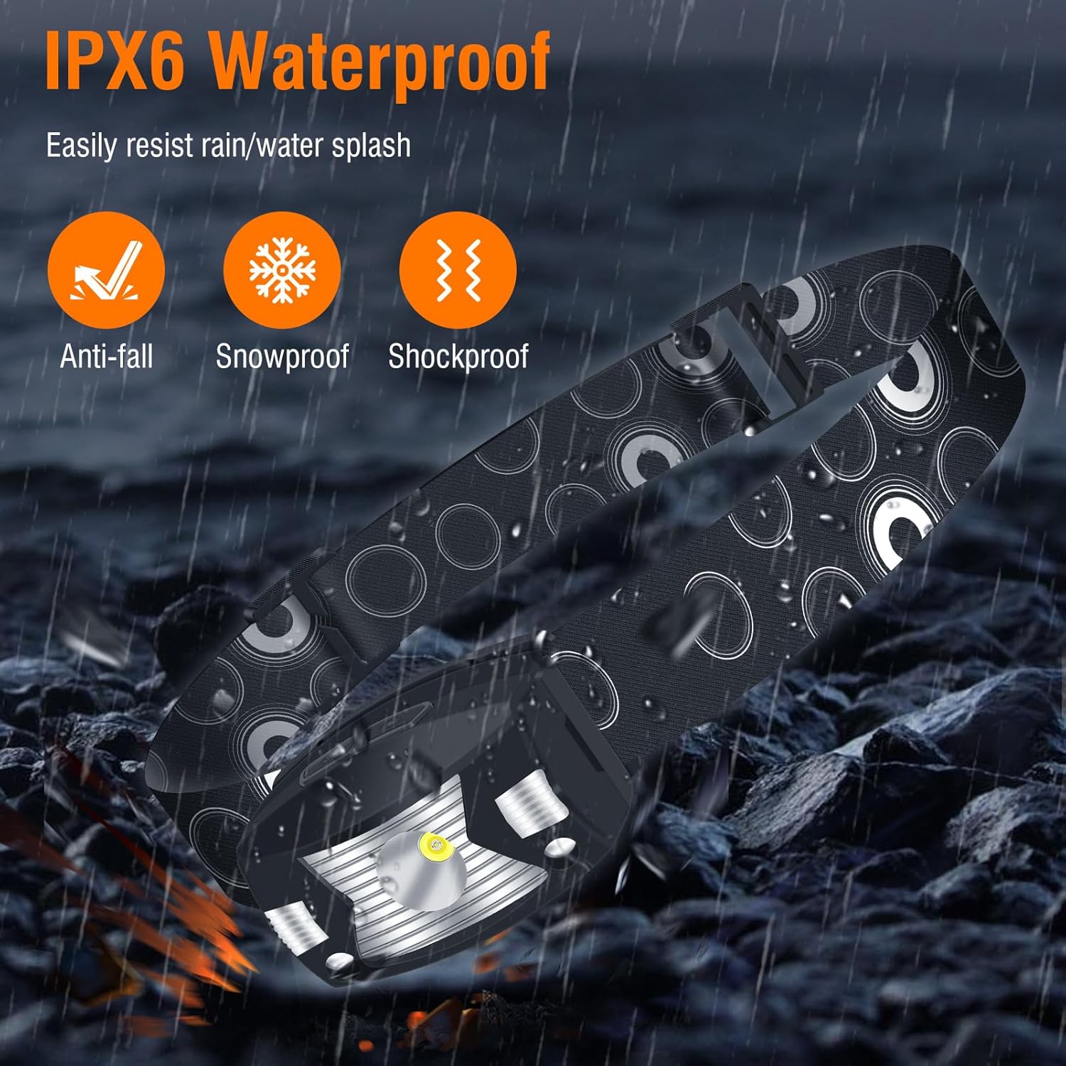 BORUIT G7 – Linterna frontal recargable con luz roja, 1 paquete, súper brillante 350 lúmenes, impermeable, USB, 5 modos, LED con sensor de